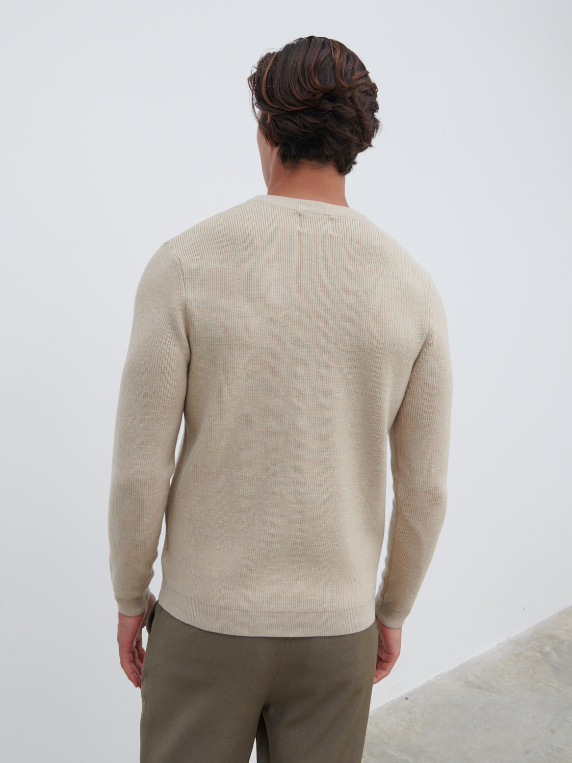 Finley Crew Neck Melange Knit Jumper - Beige Melange