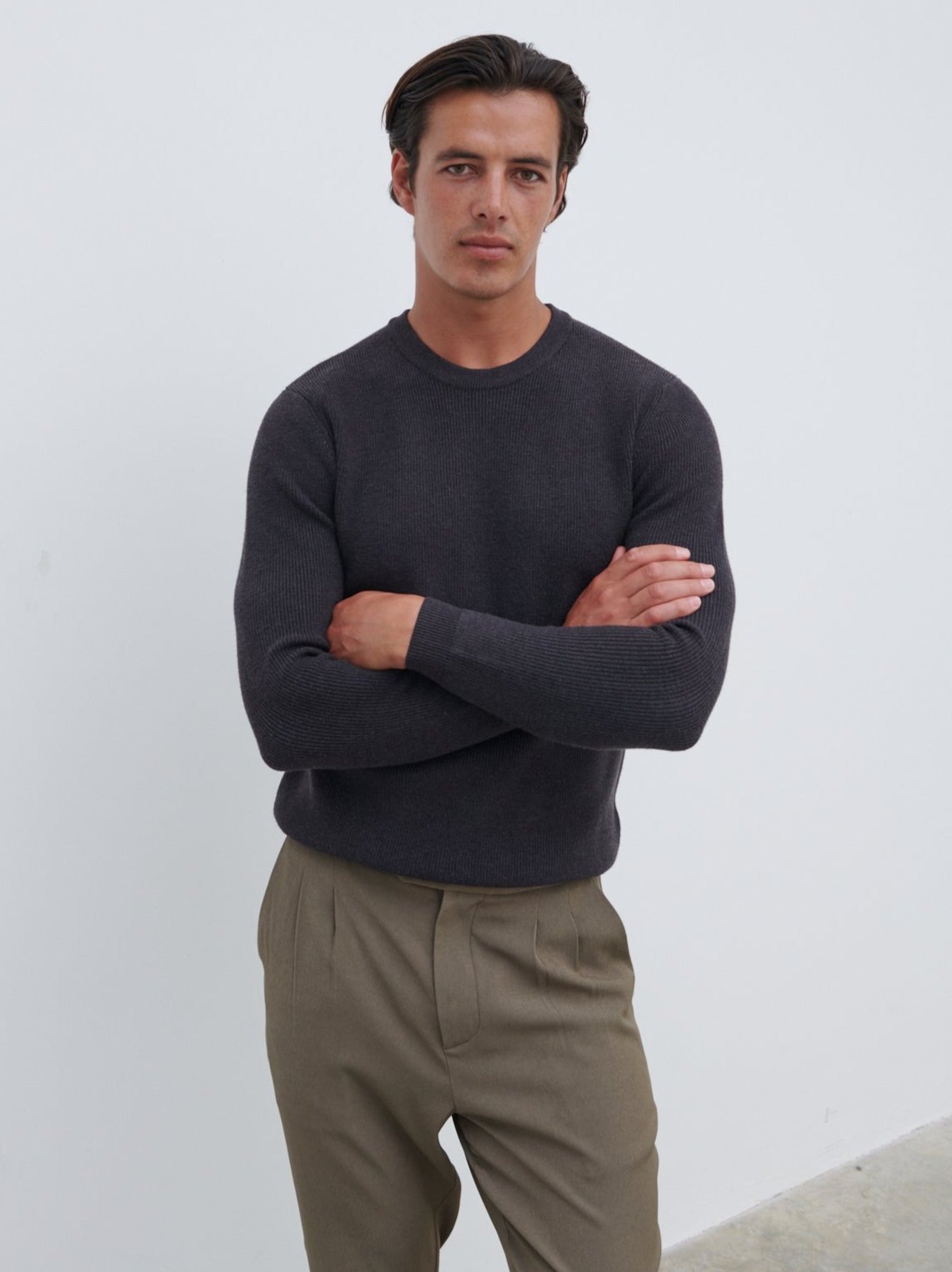 Finley Crew Neck Melange Knit Jumper - Midnight Melange