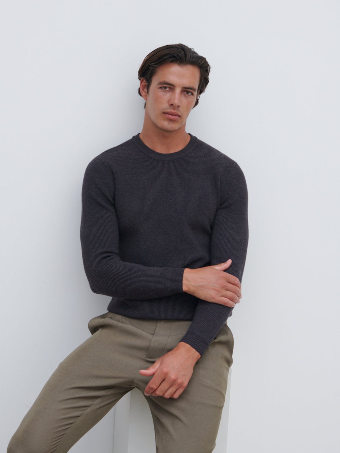 Finley Crew Neck Melange Knit Jumper - Midnight Melange