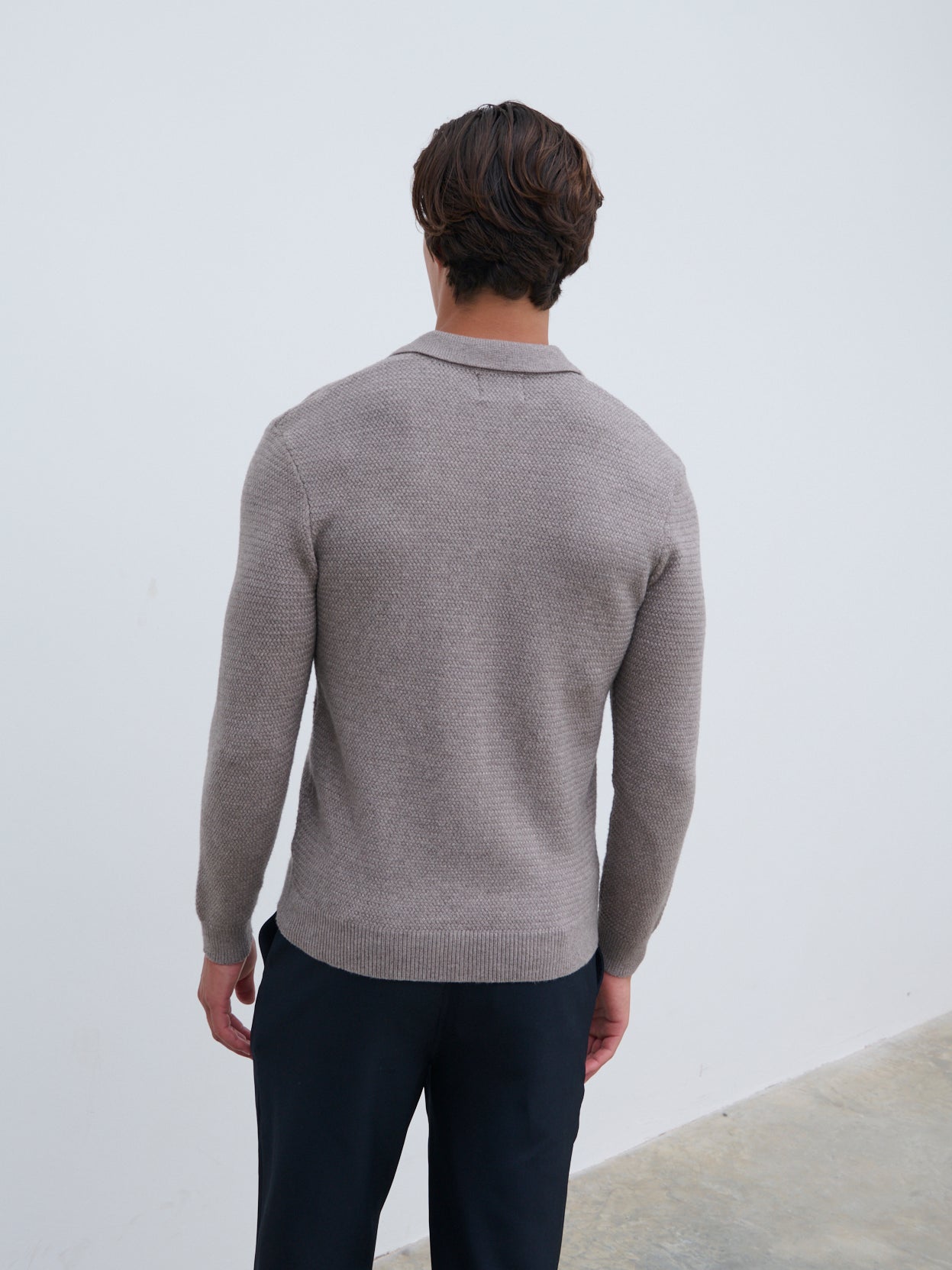 Franklin Textured Knit Polo - Dark Taupe