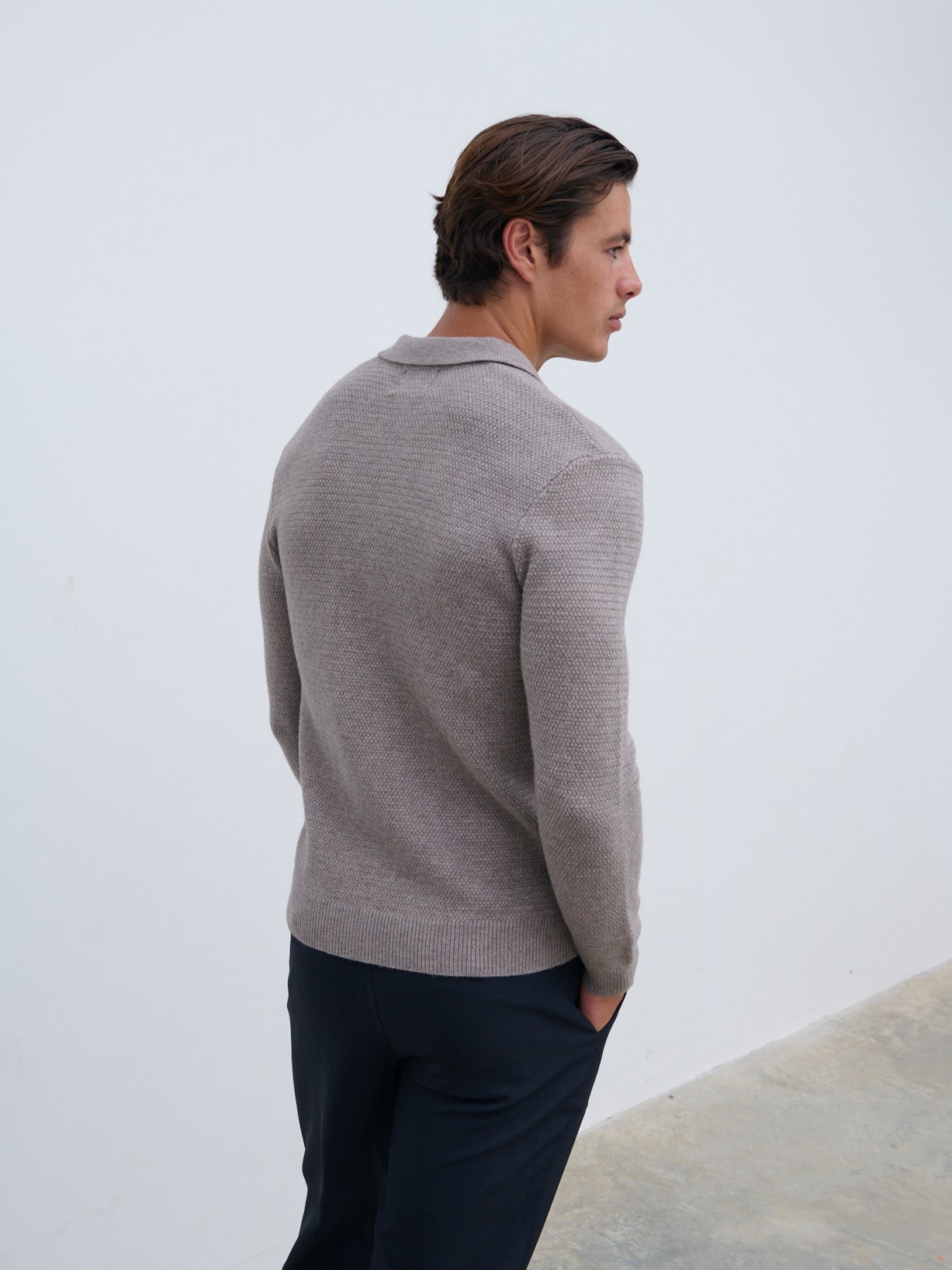 Franklin Textured Knit Polo - Dark Taupe