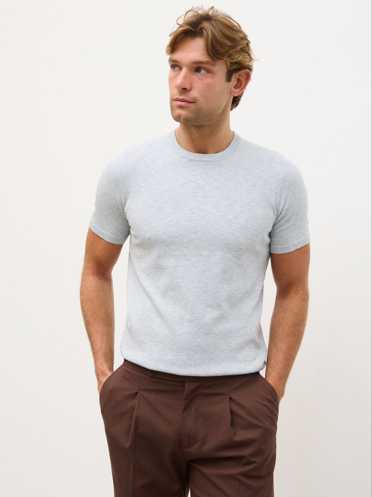 Harry Lightweight Knit T Shirt Marl