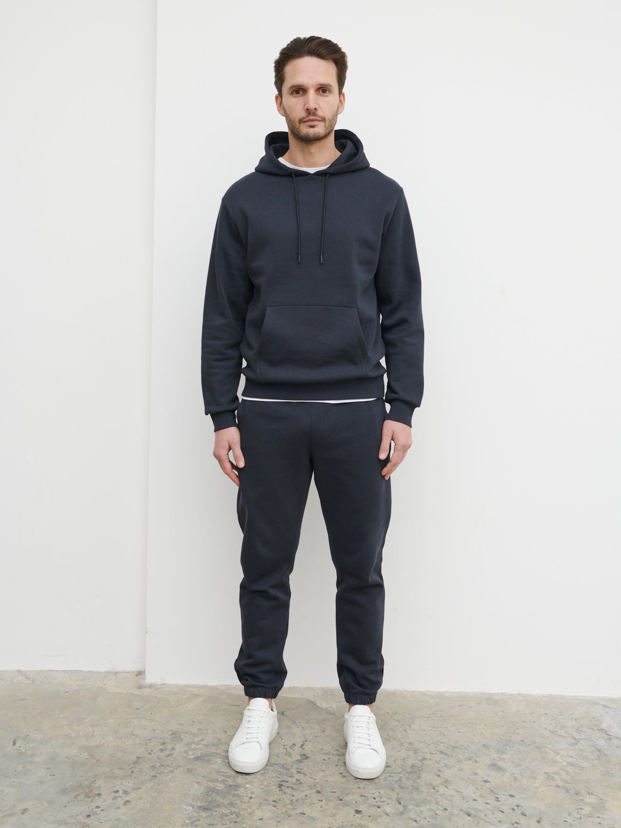 Leo Relaxed Cotton Hoodie - Blue Graphite