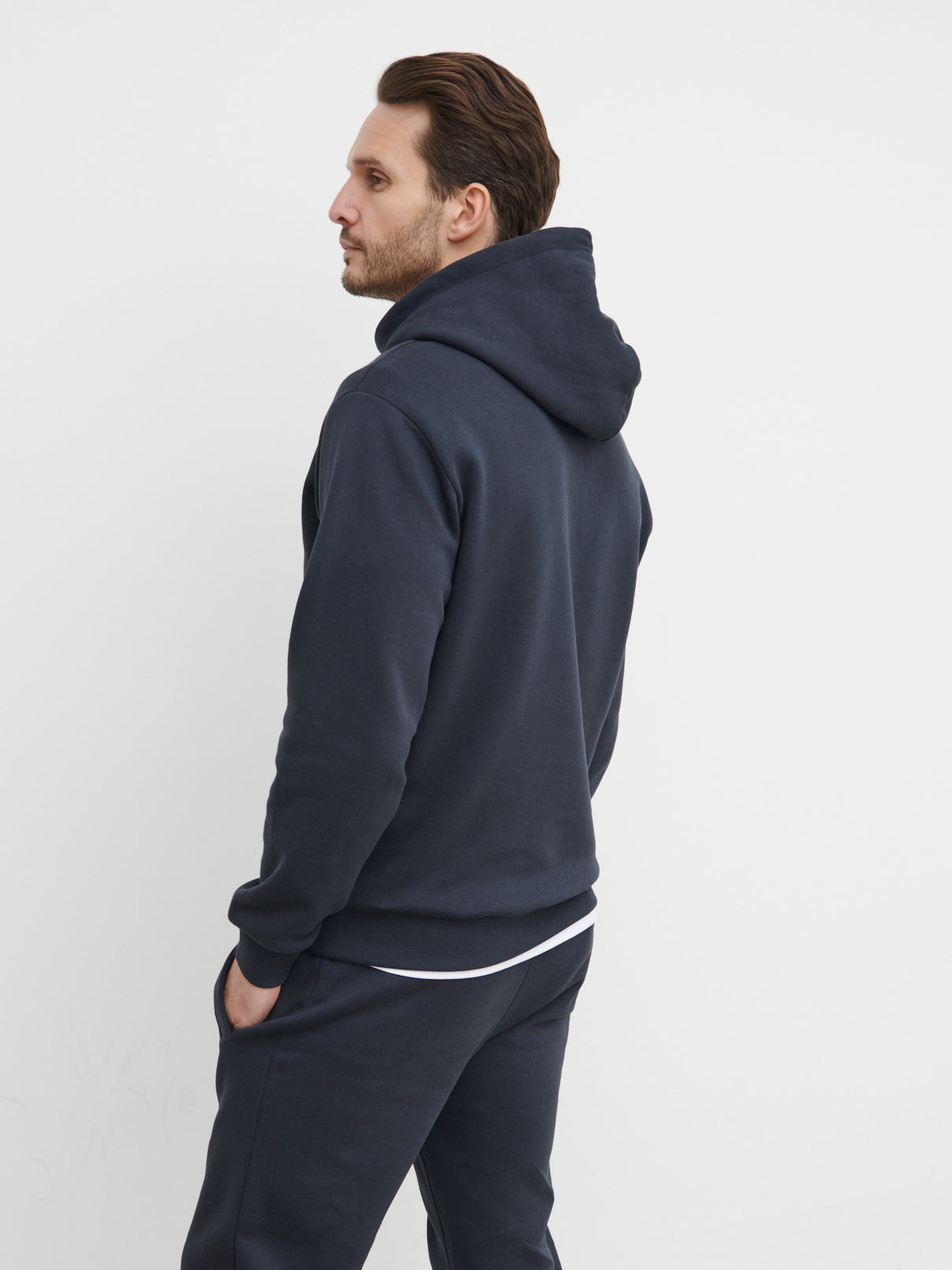 Leo Relaxed Cotton Hoodie - Blue Graphite