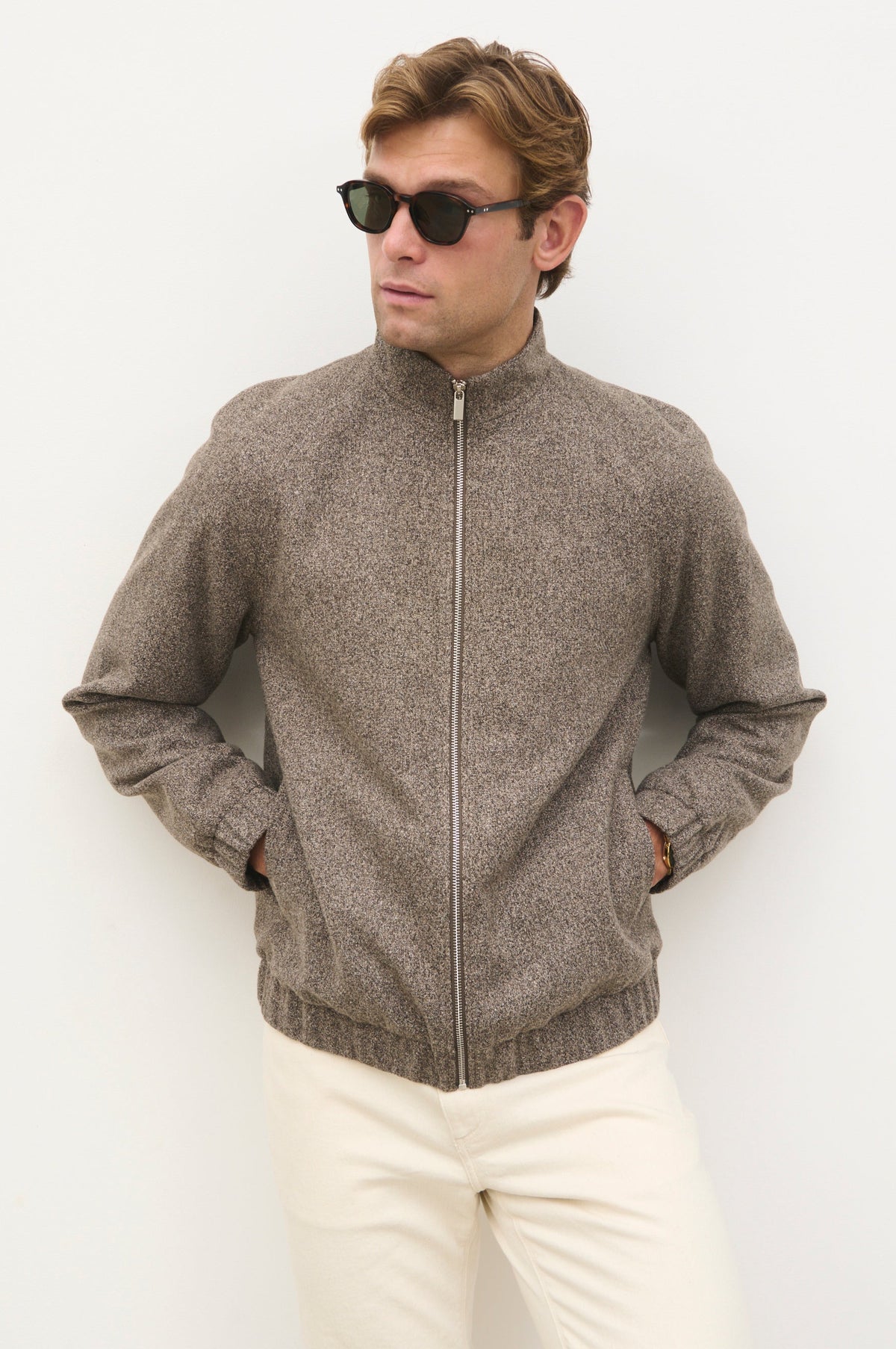 Jamie Funnel Neck Zip Jacket Marl