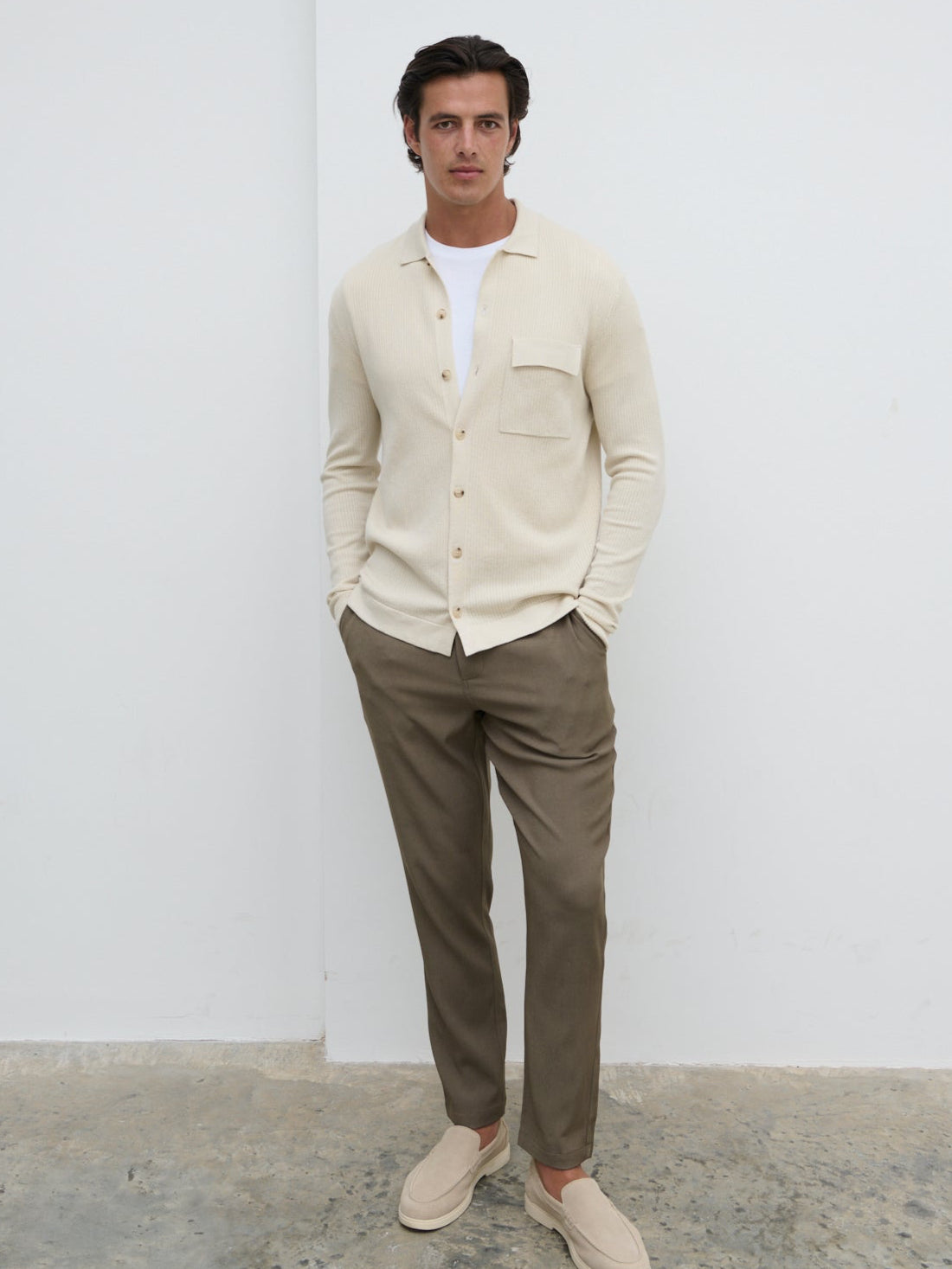 Jarvis Long Sleeve Knit Shirt - Cream