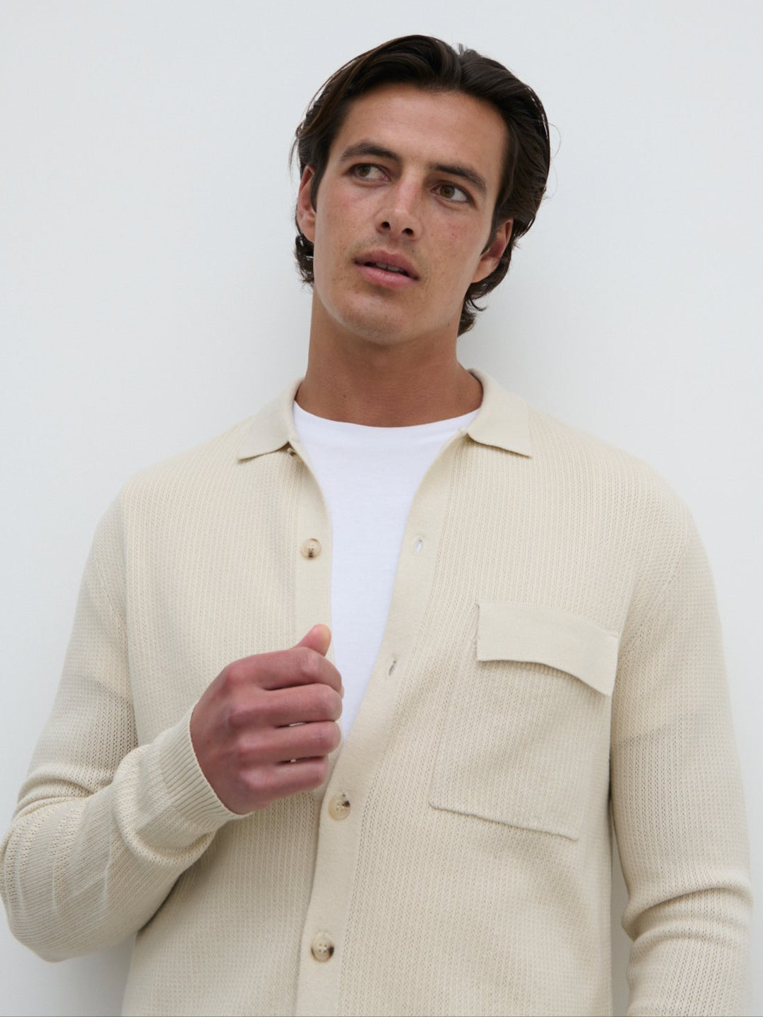 Jarvis Long Sleeve Knit Shirt - Cream