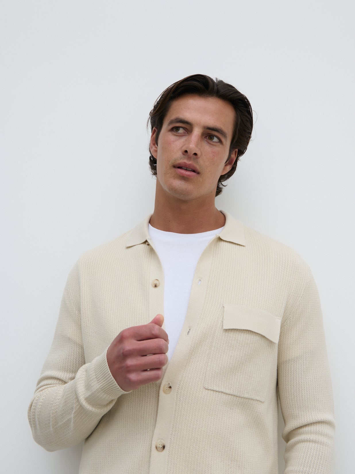 Jarvis Long Sleeve Knit Shirt - Cream