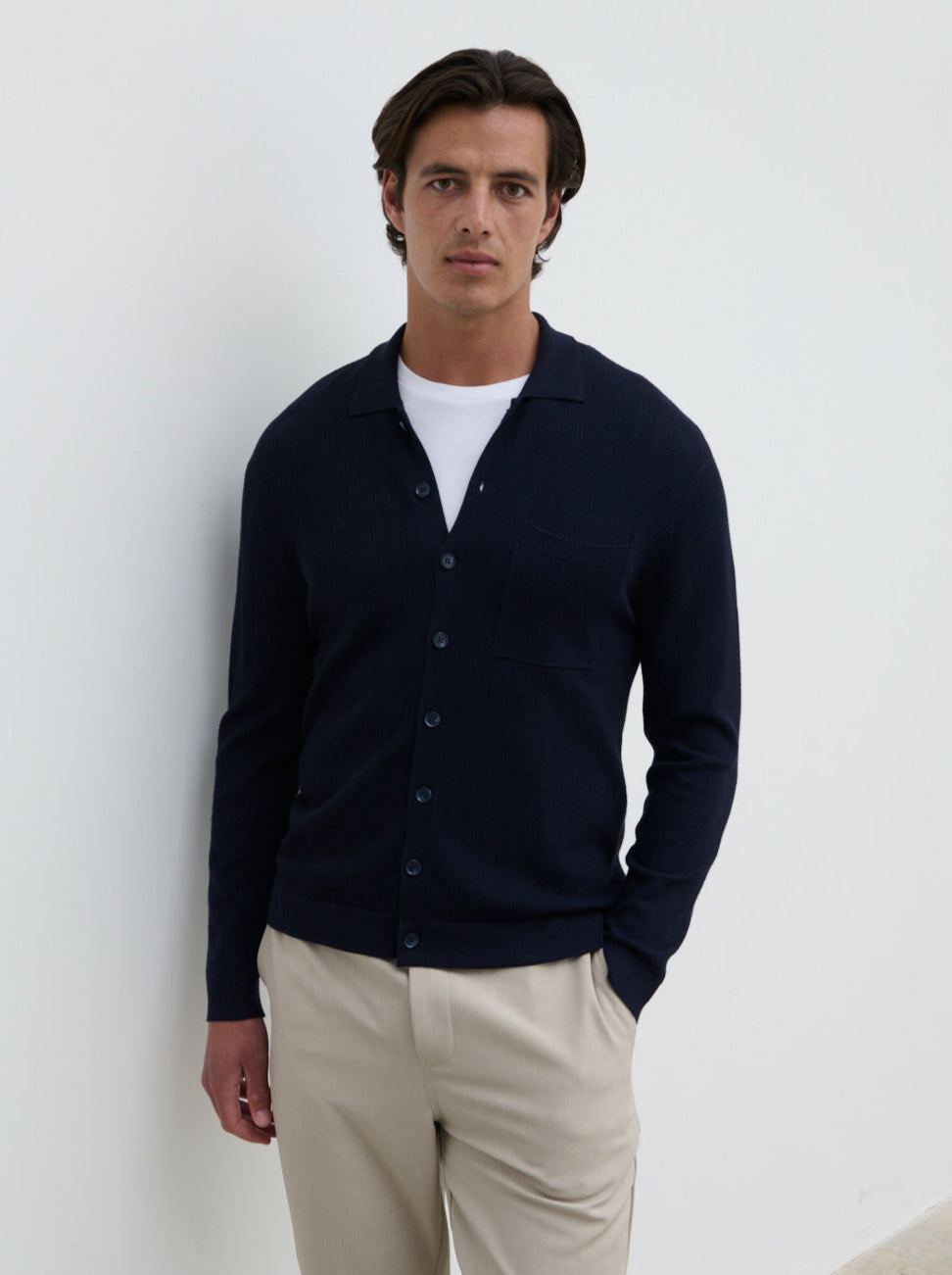 Jarvis Long Sleeve Knit Shirt - Navy