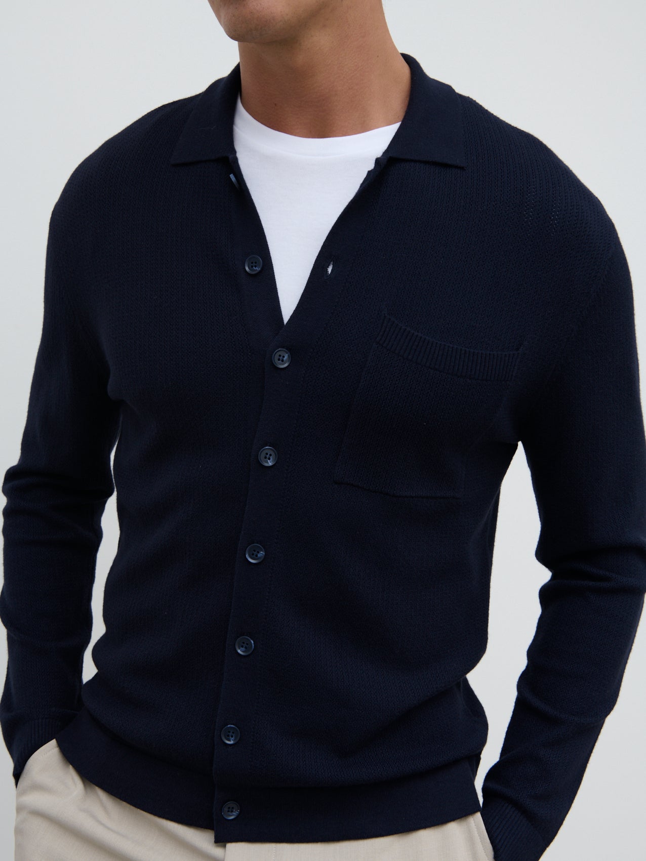 Jarvis Long Sleeve Knit Shirt - Navy