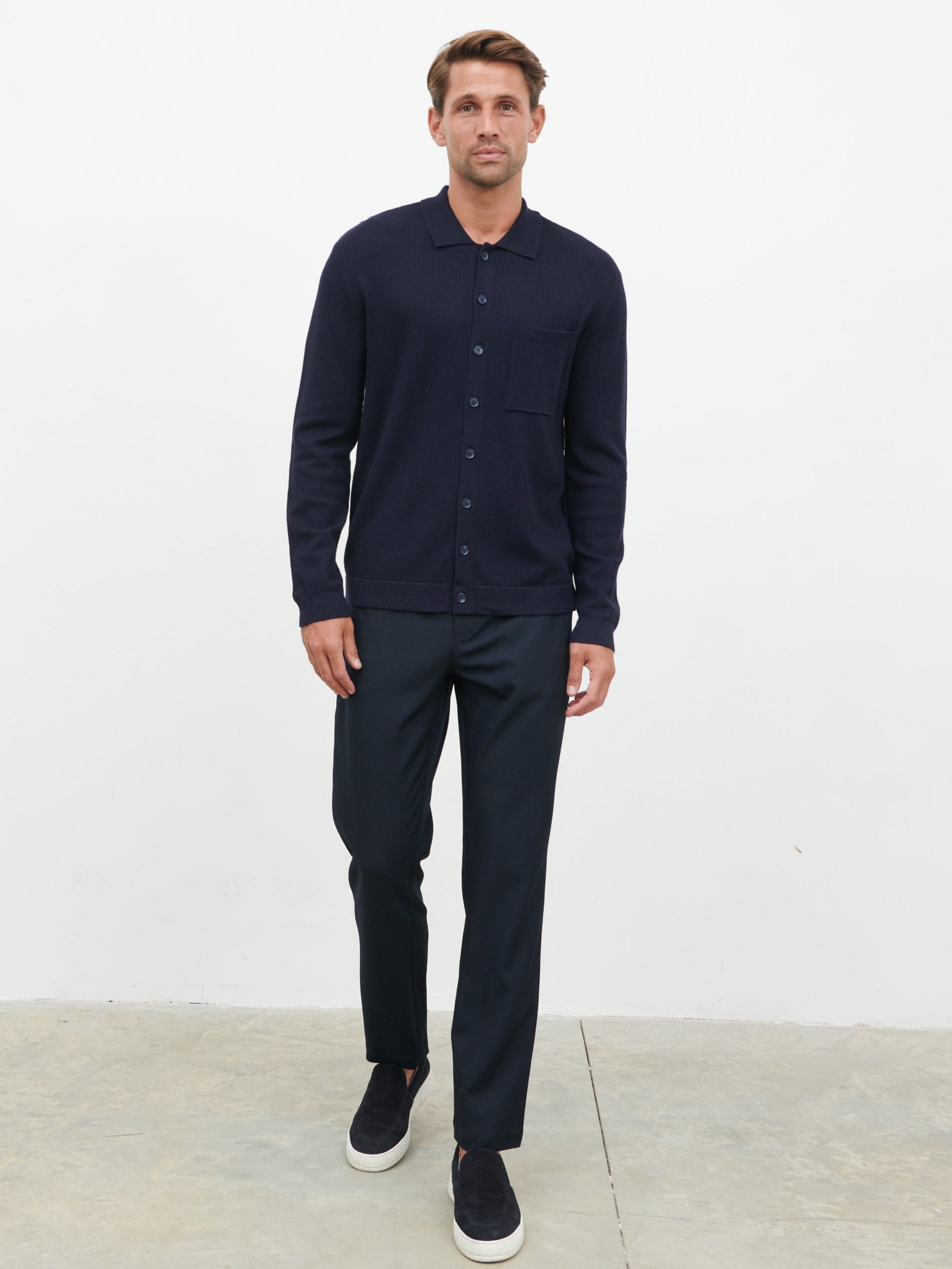 Jarvis Long Sleeve Knit Shirt - Navy