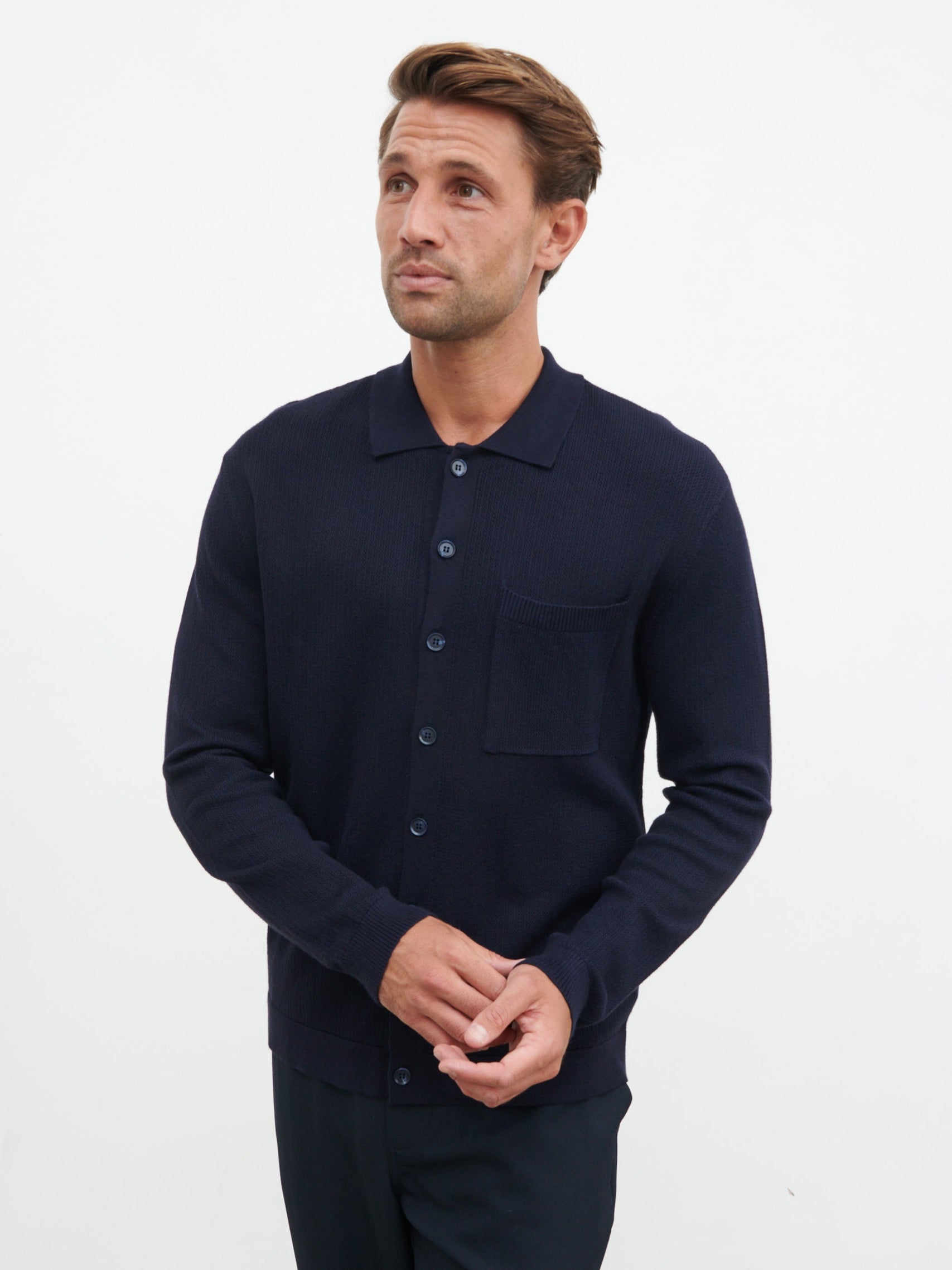 Jarvis Long Sleeve Knit Shirt - Navy