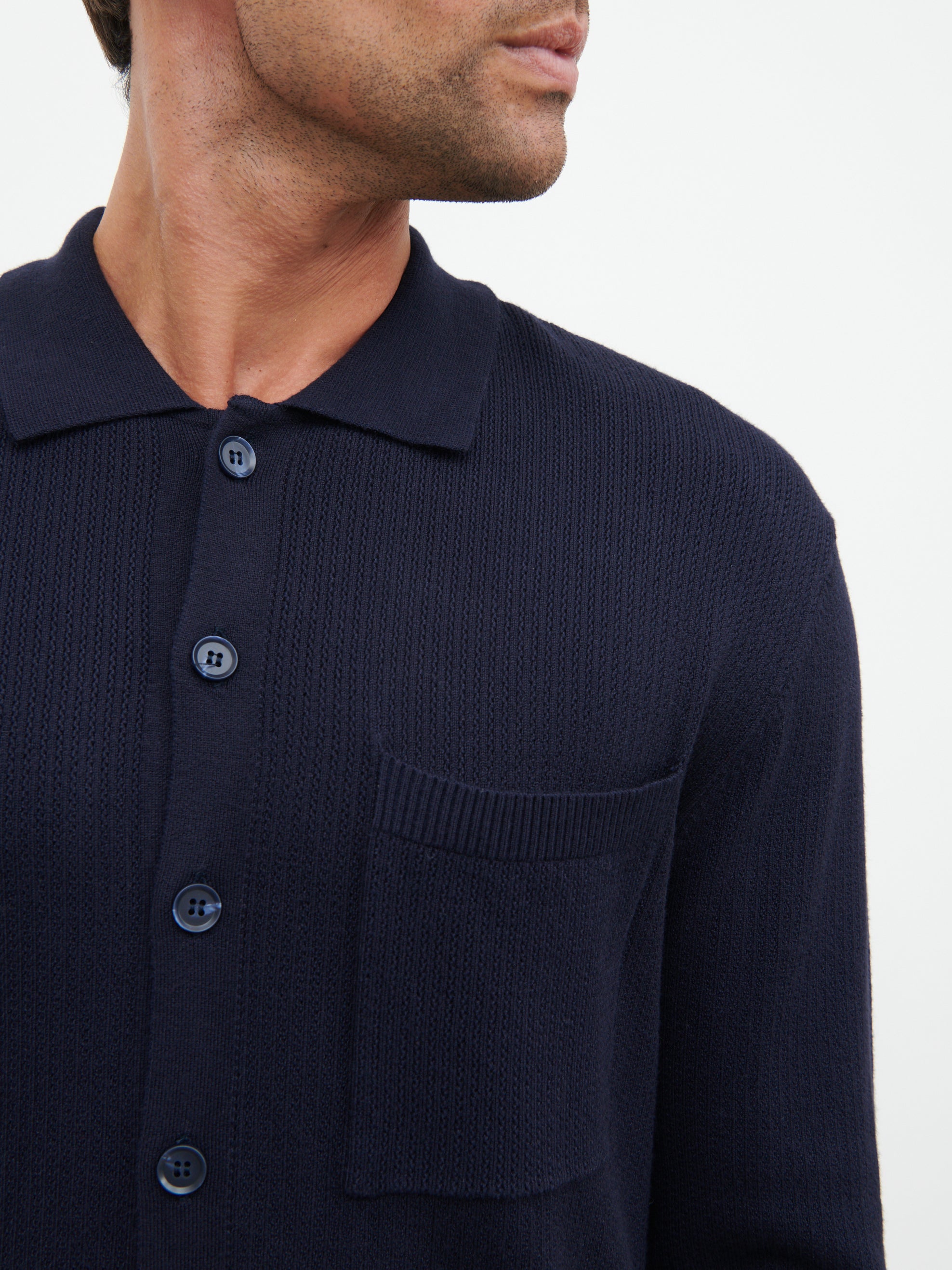 Jarvis Long Sleeve Knit Shirt - Navy