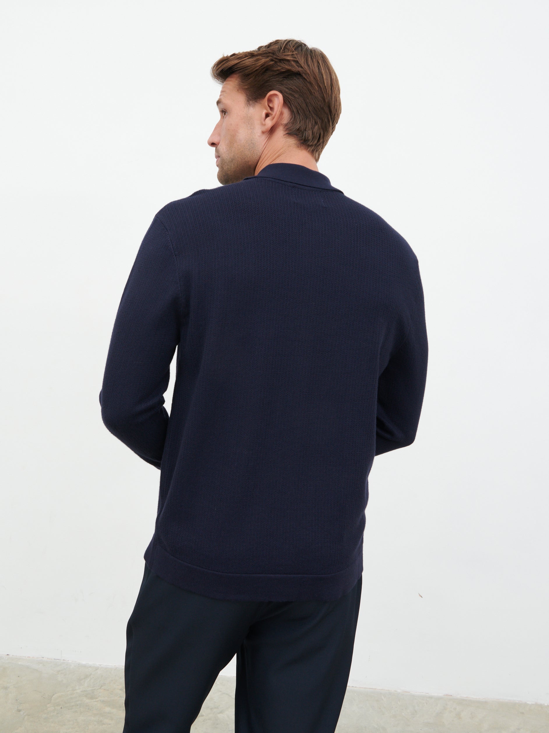 Jarvis Long Sleeve Knit Shirt - Navy