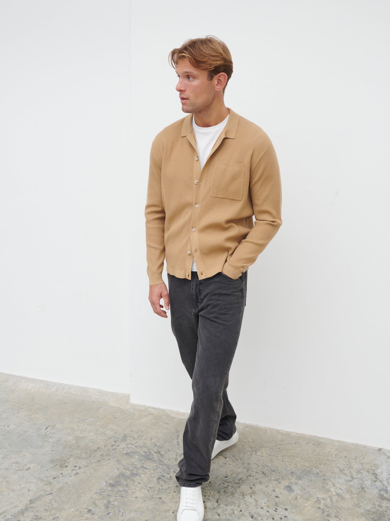 Jacques Ribbed Knit Shirt - Camel