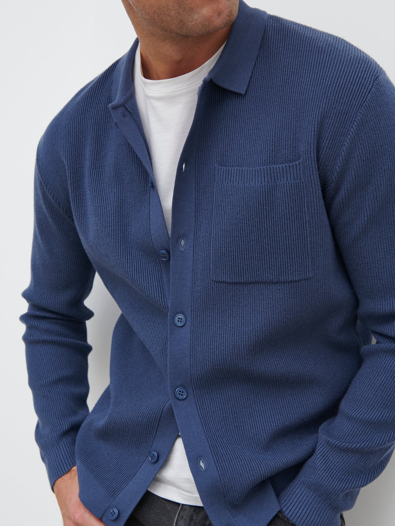 Jacques Ribbed Knit Shirt - Navy