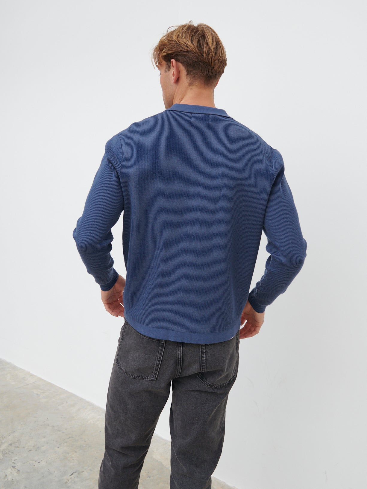 Jacques Ribbed Knit Shirt - Navy