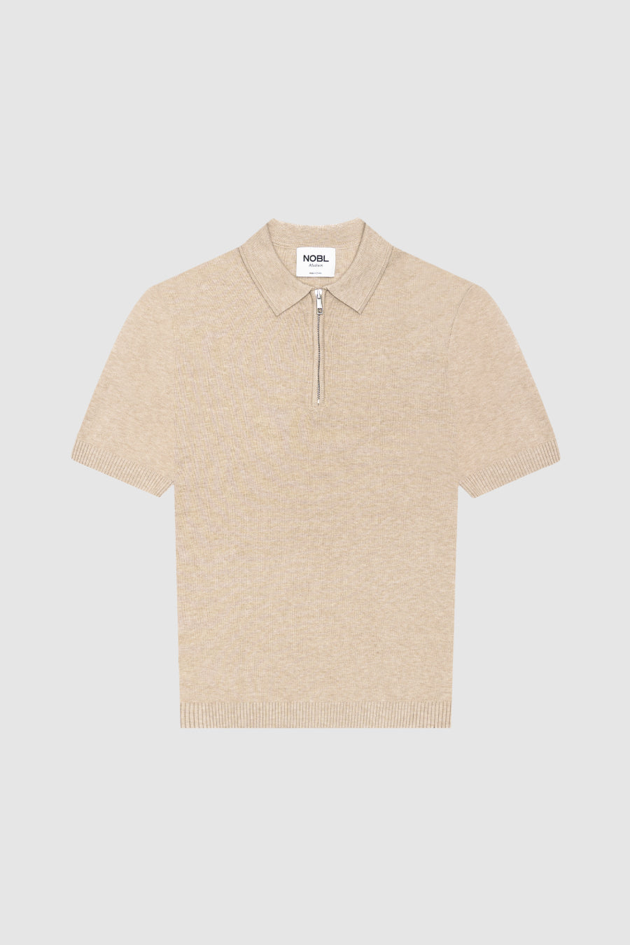 Jaxon Zip Knit Short Sleeve Polo Oatmeal