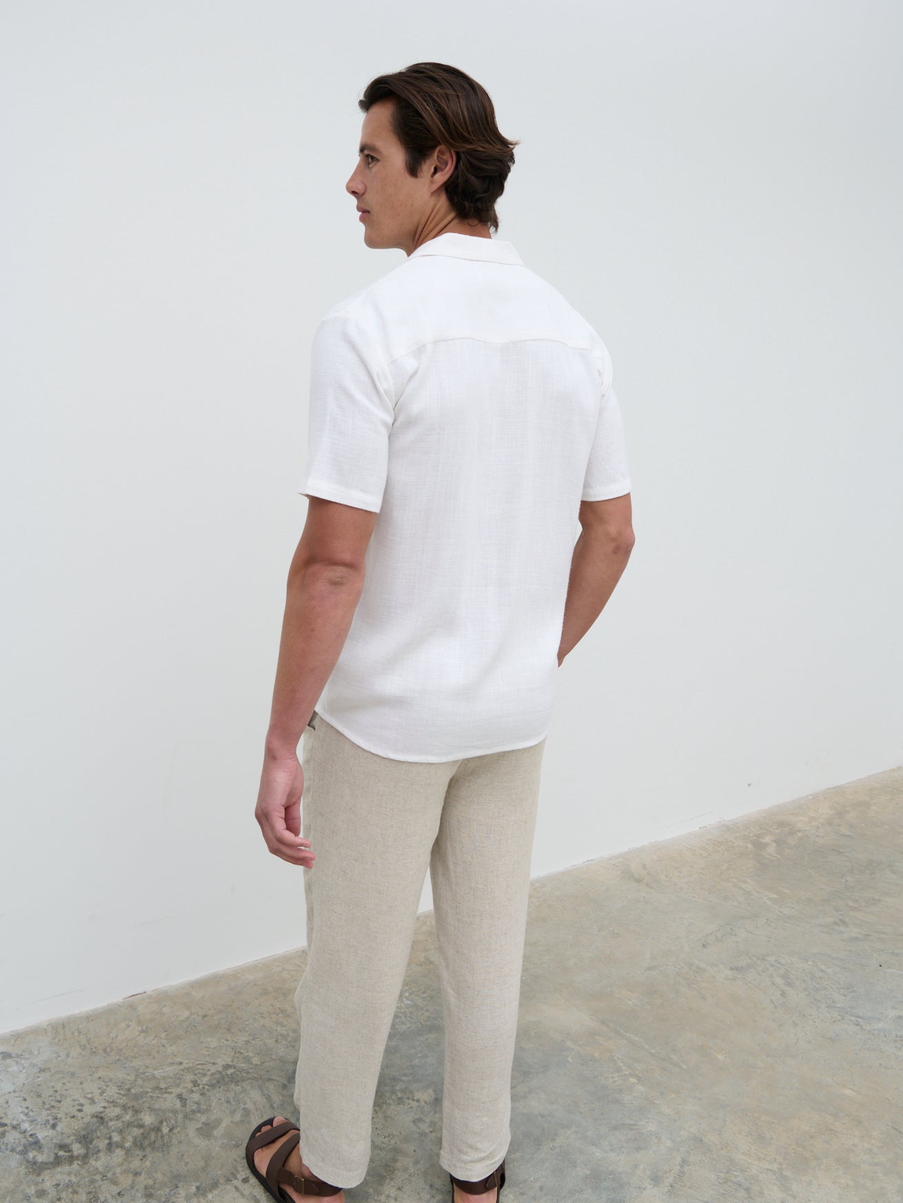 Jenson Short Sleeve Linen Shirt - White