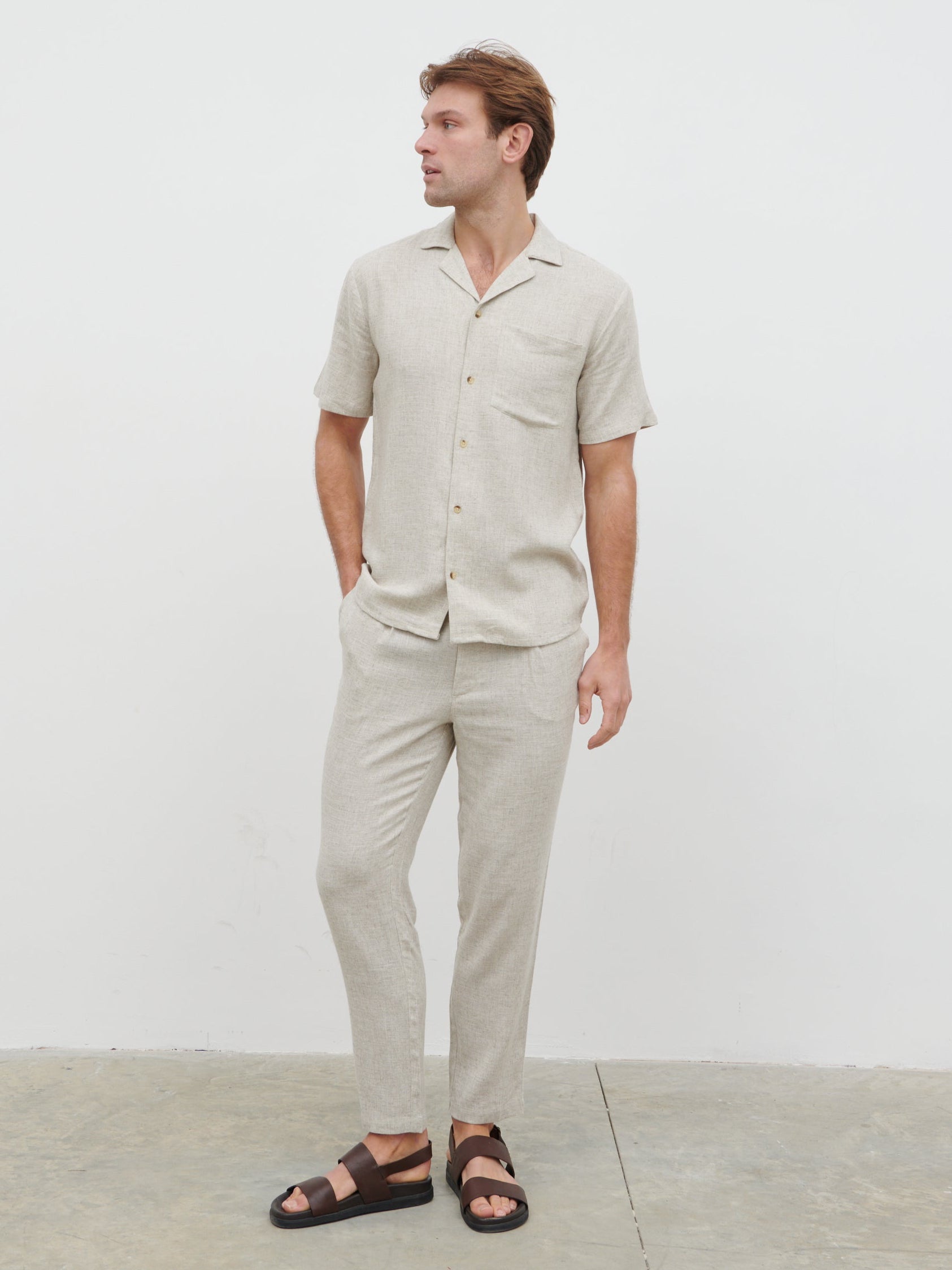 Jenson Short Sleeve Linen Shirt - Natural