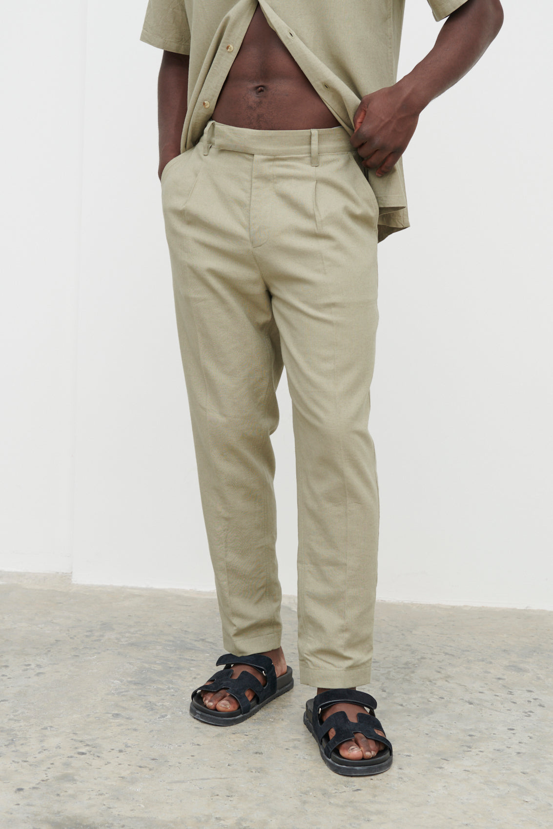 Joel Linen Trousers - Olive