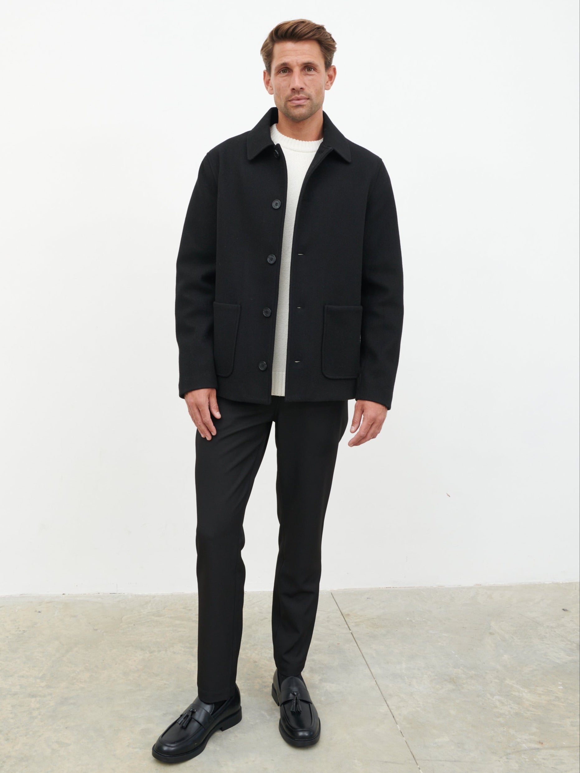 Jonah Felted Button Up Jacket - Black
