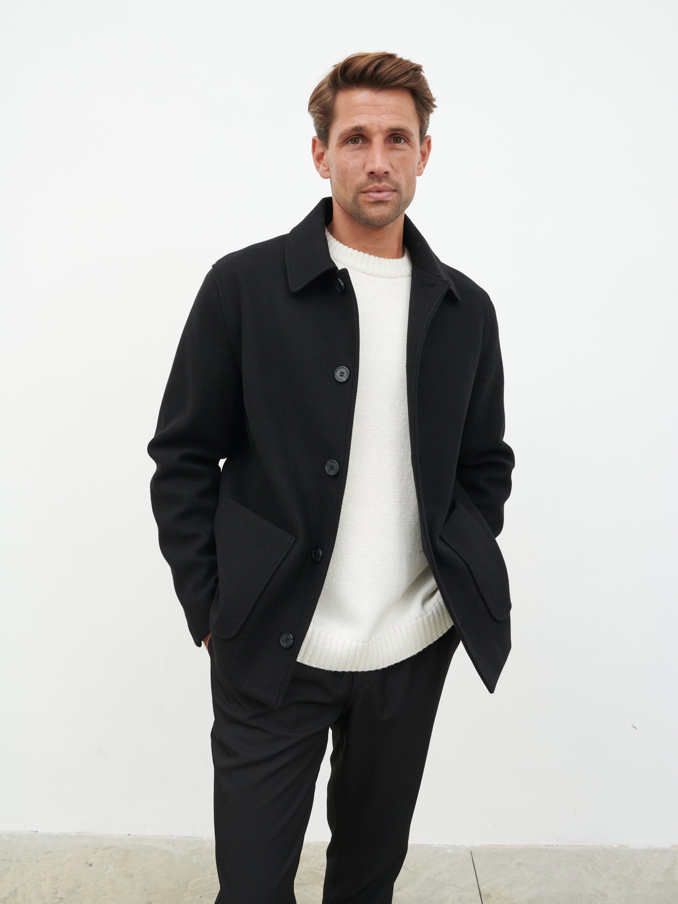 Jonah Felted Button Up Jacket - Black