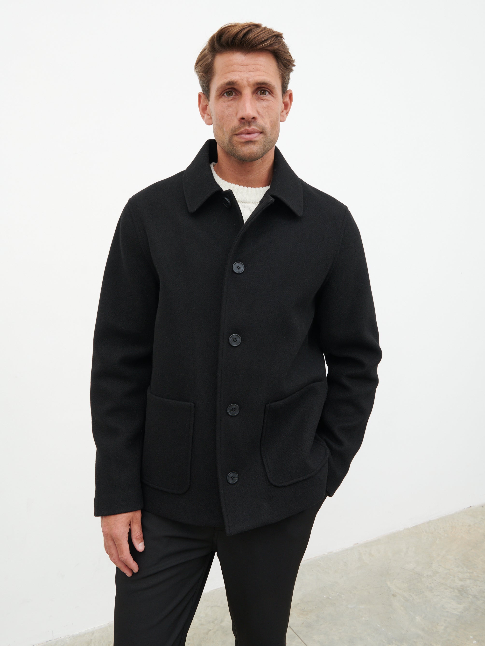 Jonah Felted Button Up Jacket - Black
