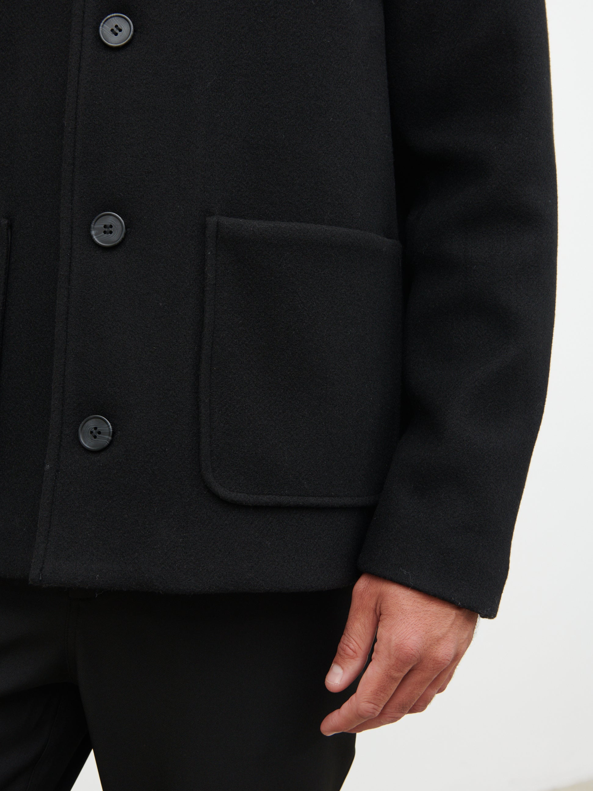 Jonah Felted Button Up Jacket - Black
