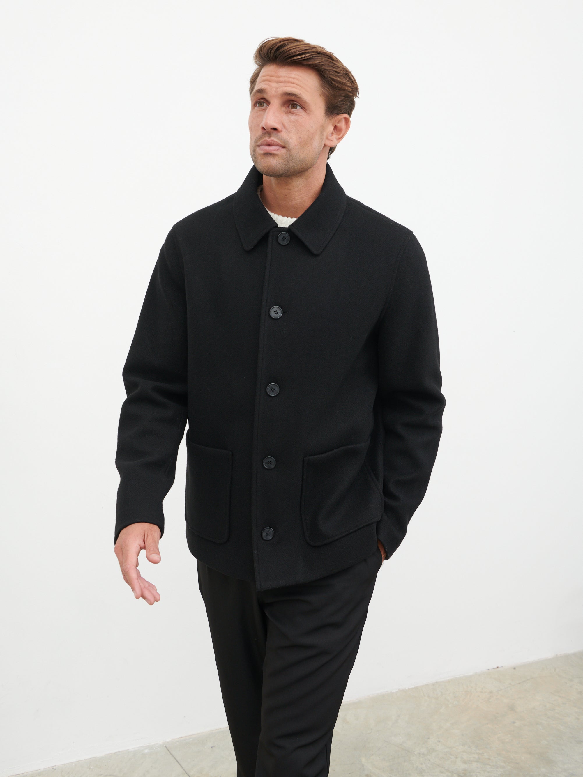 Jonah Felted Button Up Jacket - Black