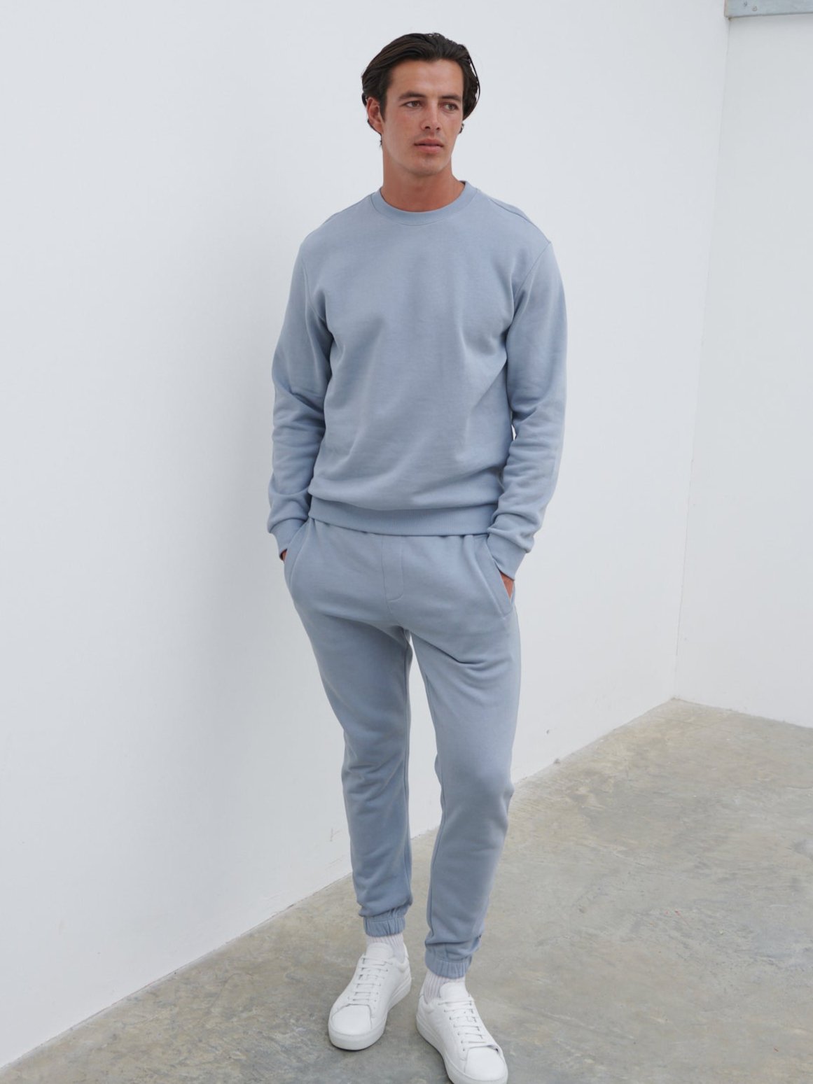 Joshua Cotton Sweatshirt - Grey Blue