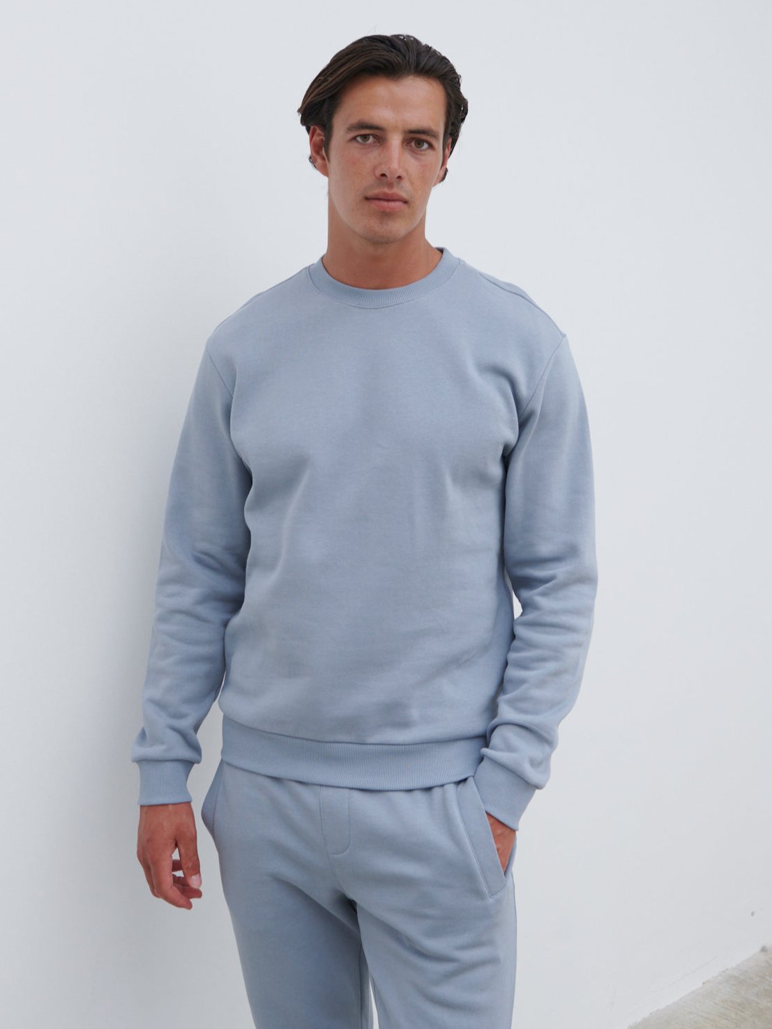 Joshua Cotton Sweatshirt - Grey Blue