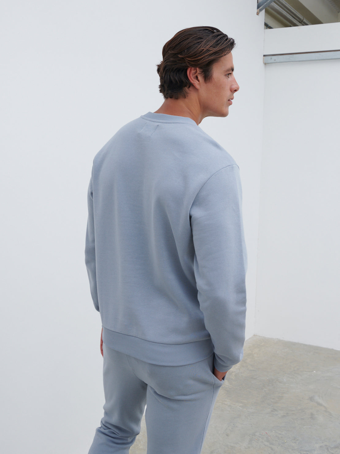 Joshua Cotton Sweatshirt - Grey Blue