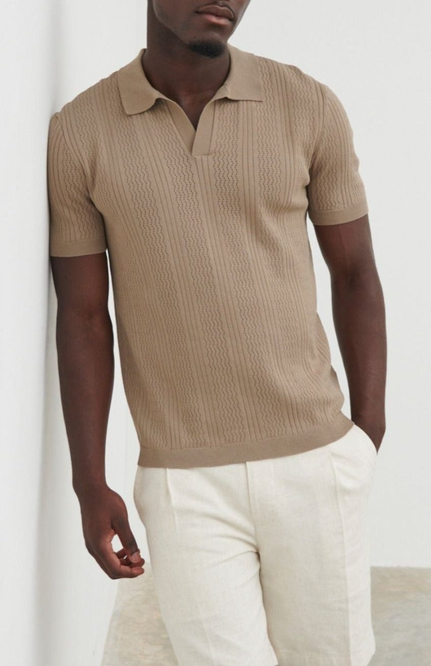 Jude Knit Polo - Taupe