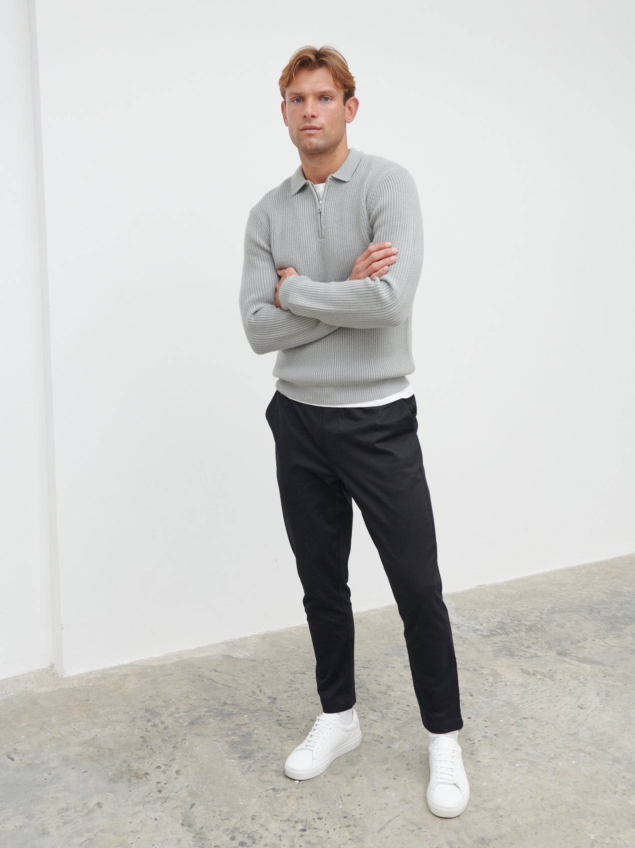 Kai Fisherman Rib Half Zip Jumper - Grey Marl