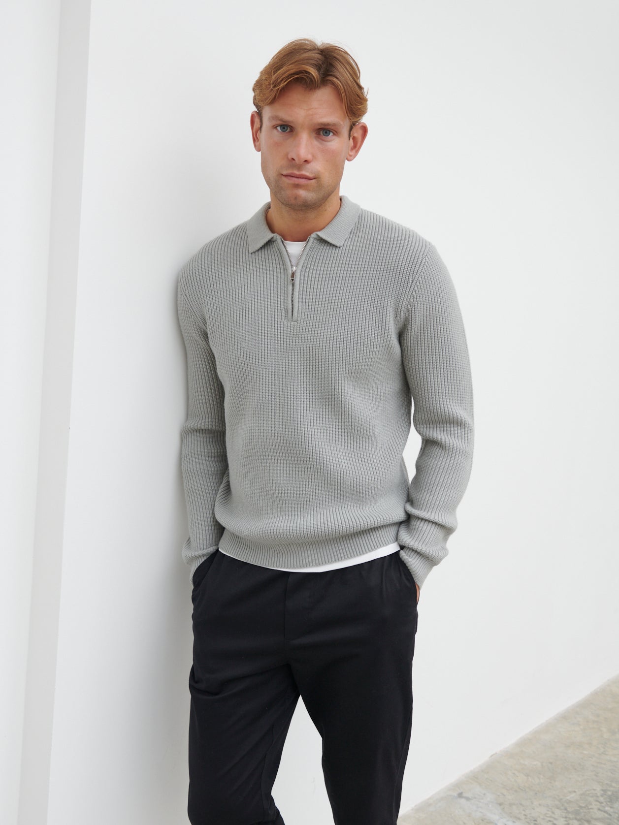 Kai Fisherman Rib Half Zip Jumper - Grey Marl