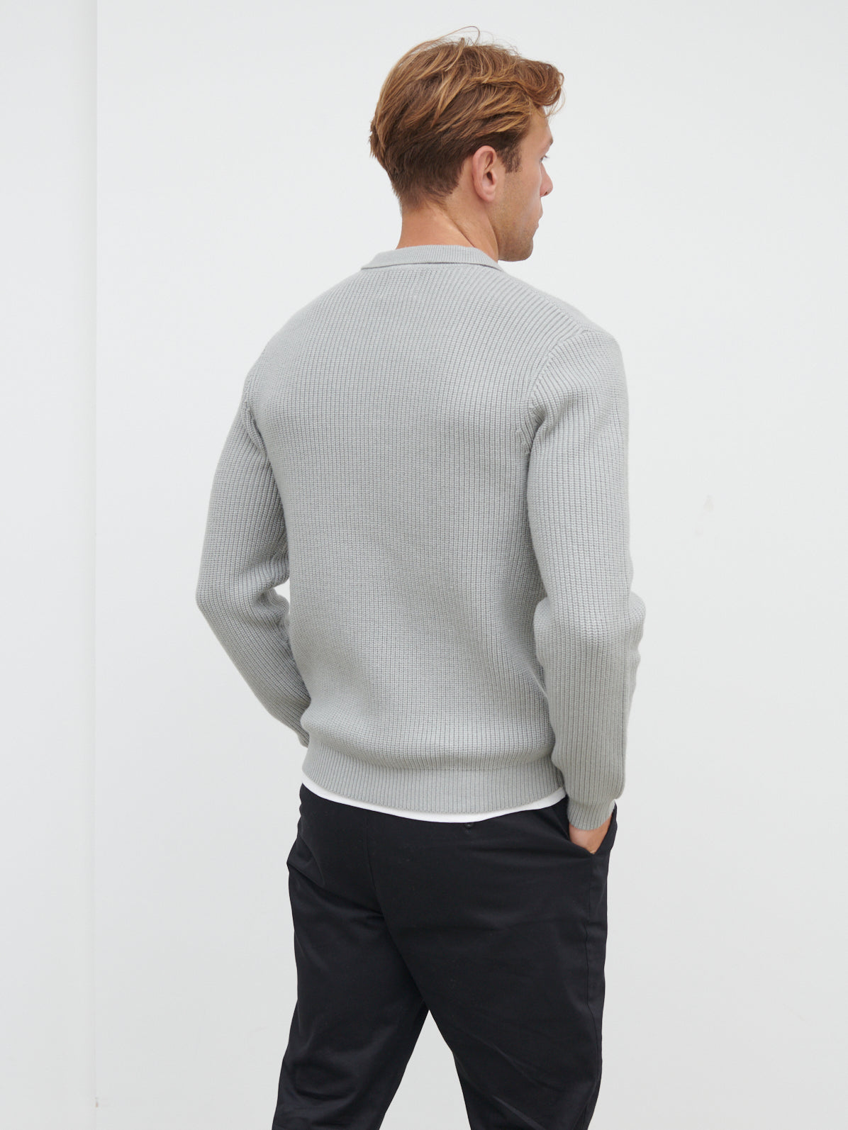 Kai Fisherman Rib Half Zip Jumper - Grey Marl