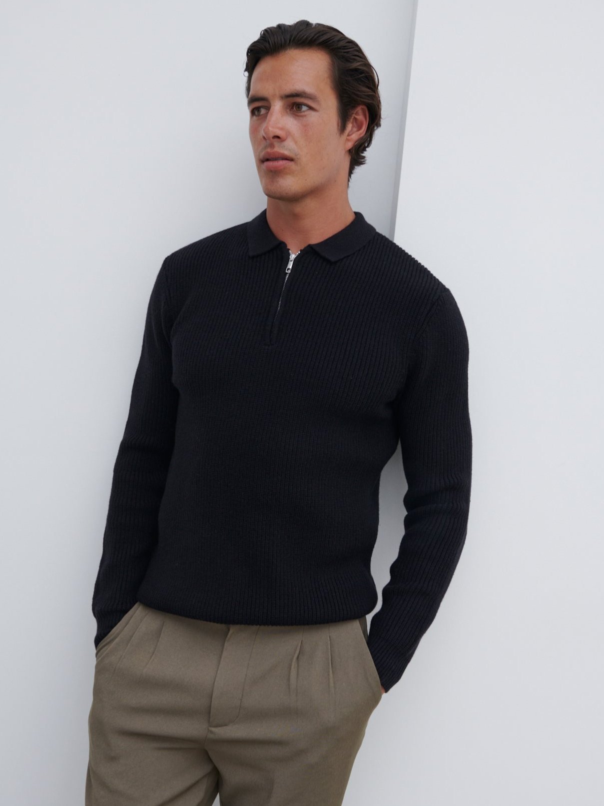 Kai Fisherman Rib Half Zip Jumper - Black