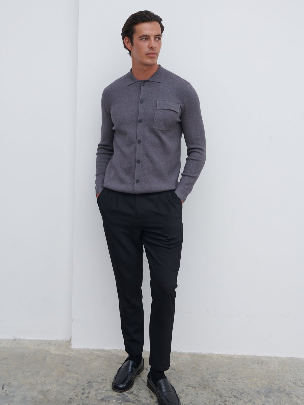 Koen Knitted Shirt - Charcoal