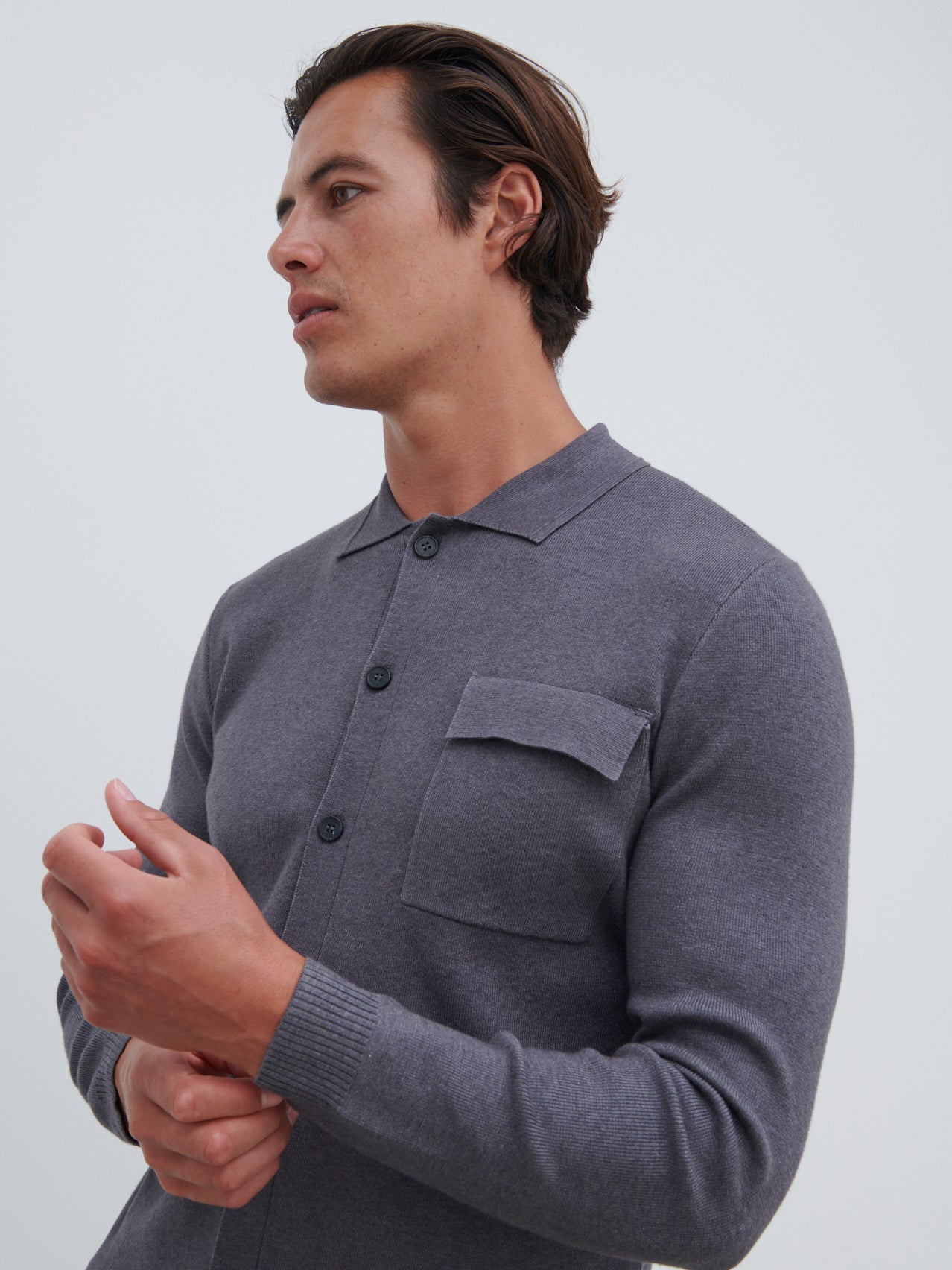 Koen Knitted Shirt - Charcoal