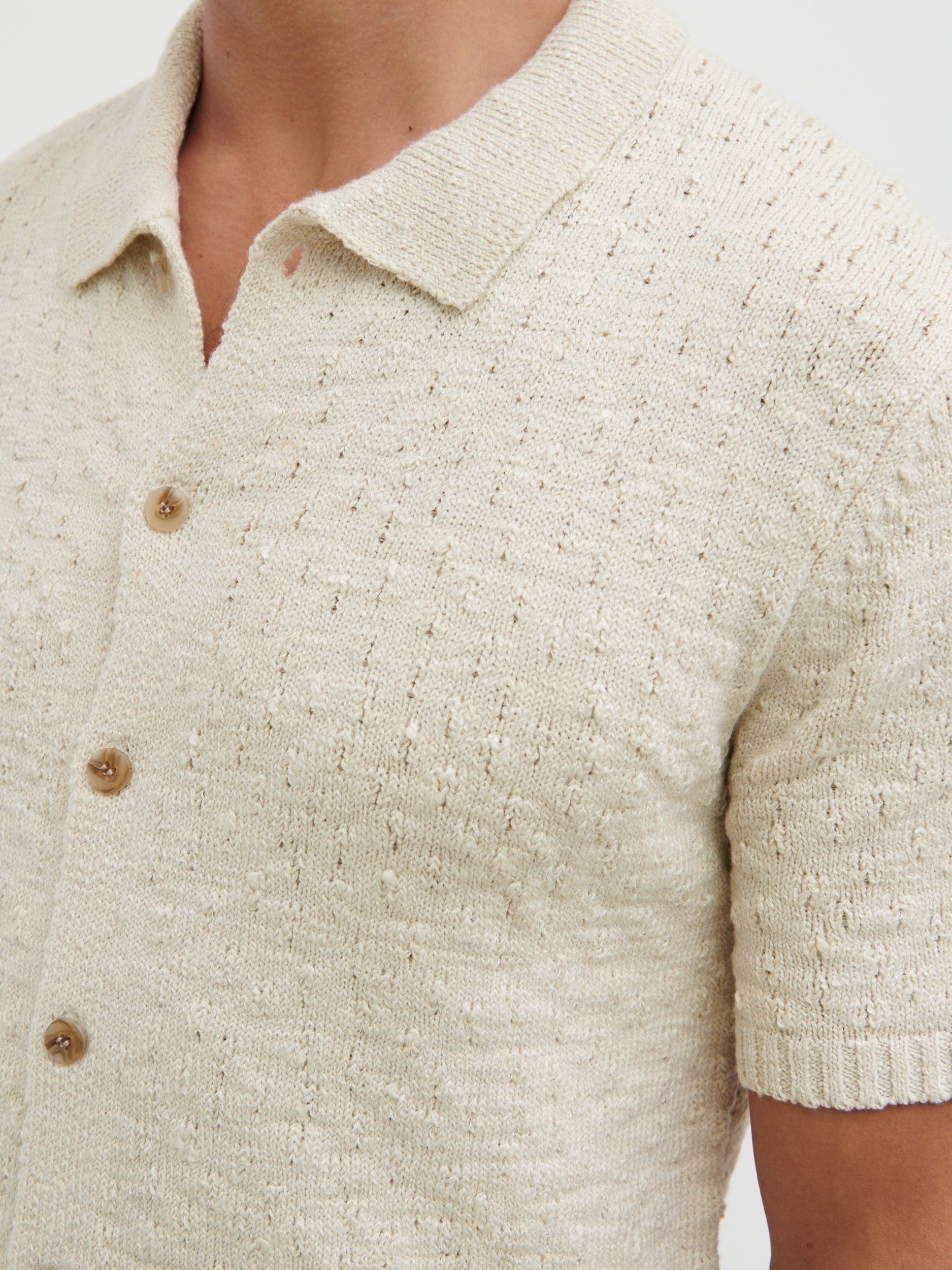 Lennox Rustic Openwork Knit Shirt - Cream