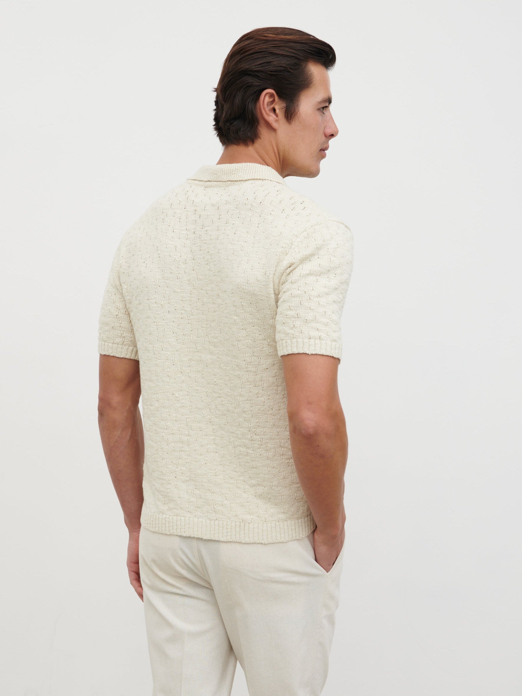 Lennox Rustic Openwork Knit Shirt - Cream