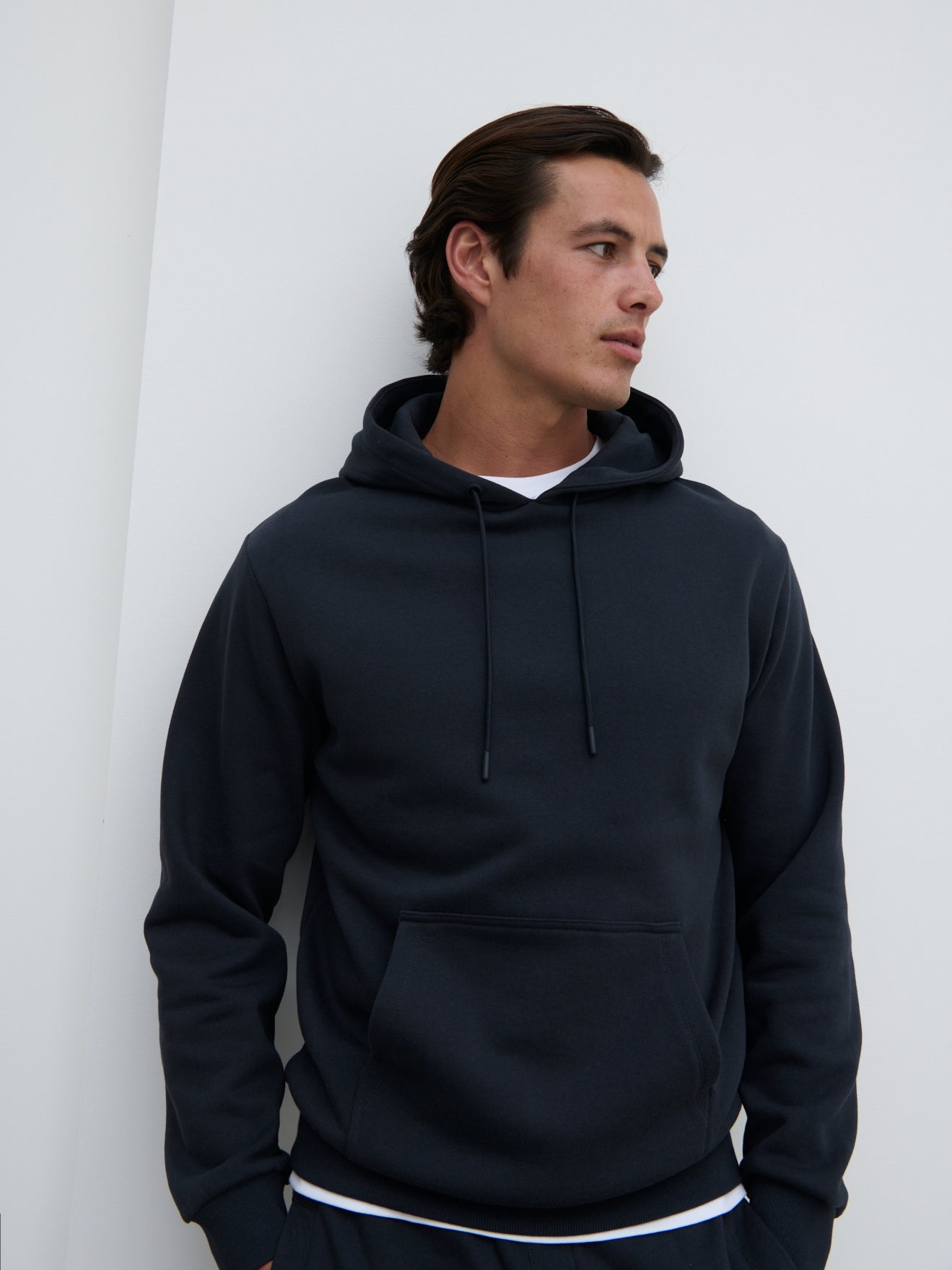 Leo Relaxed Cotton Hoodie - Blue Graphite