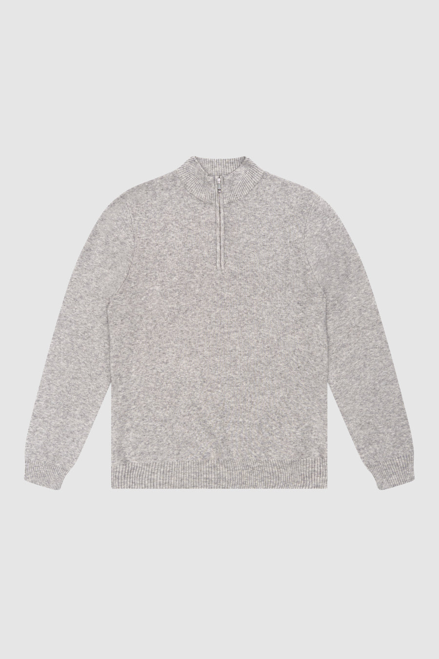 Logan Grown On Neck Half Zip Knit Jumper Grey Marl