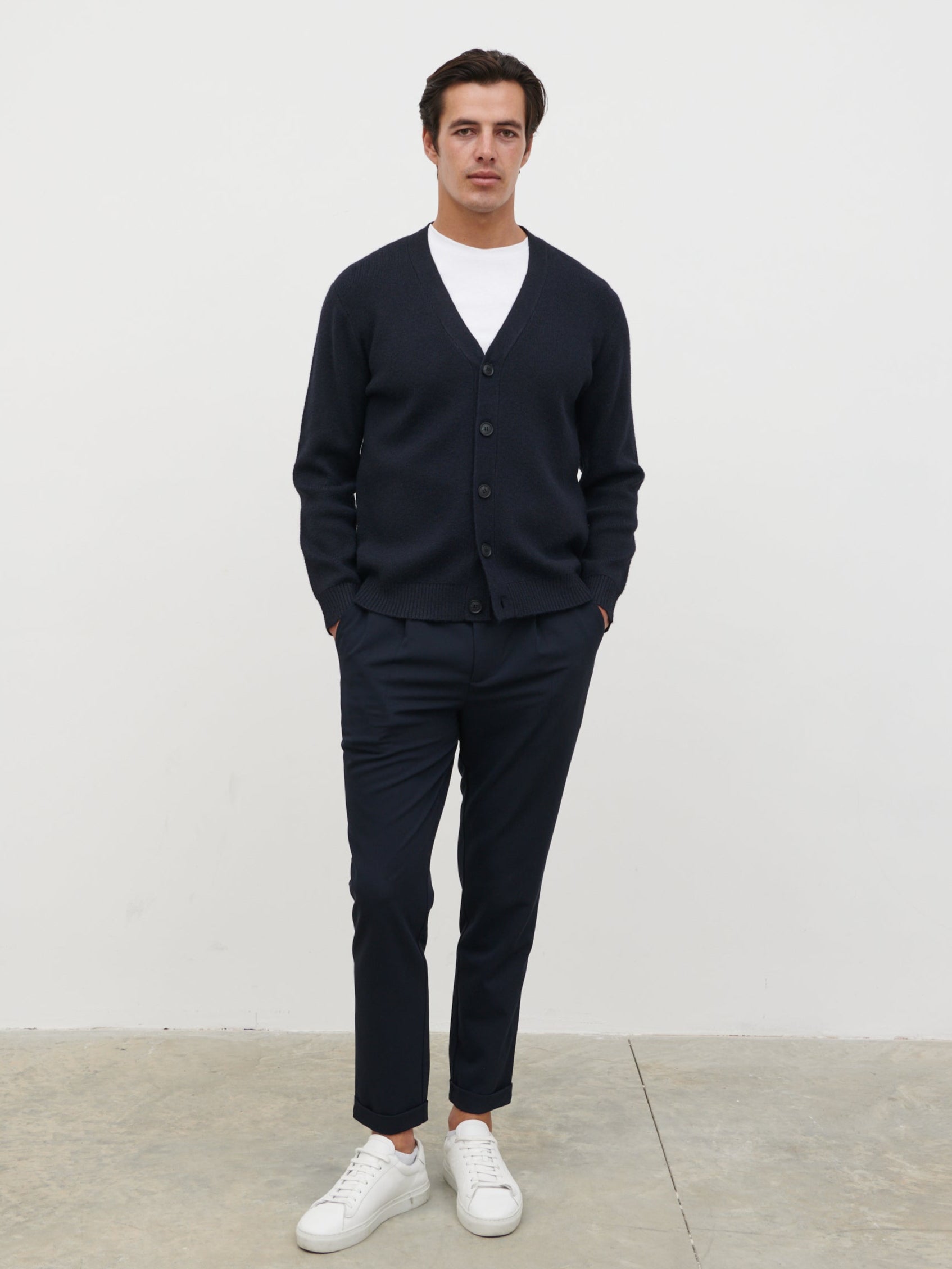 Louis Button Down Cardigan - Navy