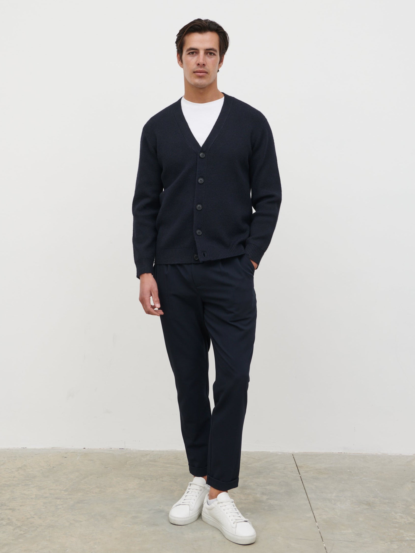 Louis Button Down Cardigan - Navy