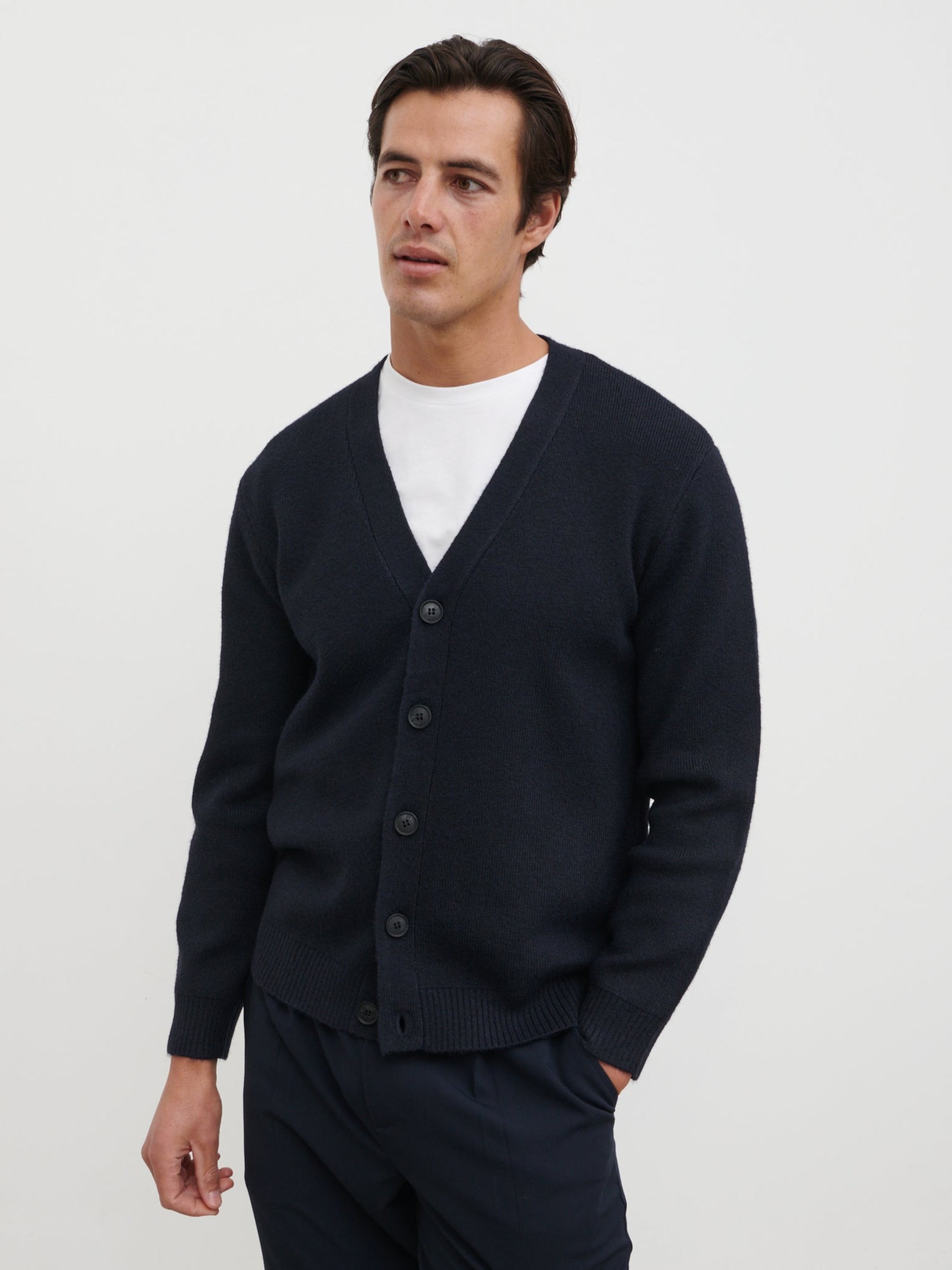 Louis Button Down Cardigan - Navy