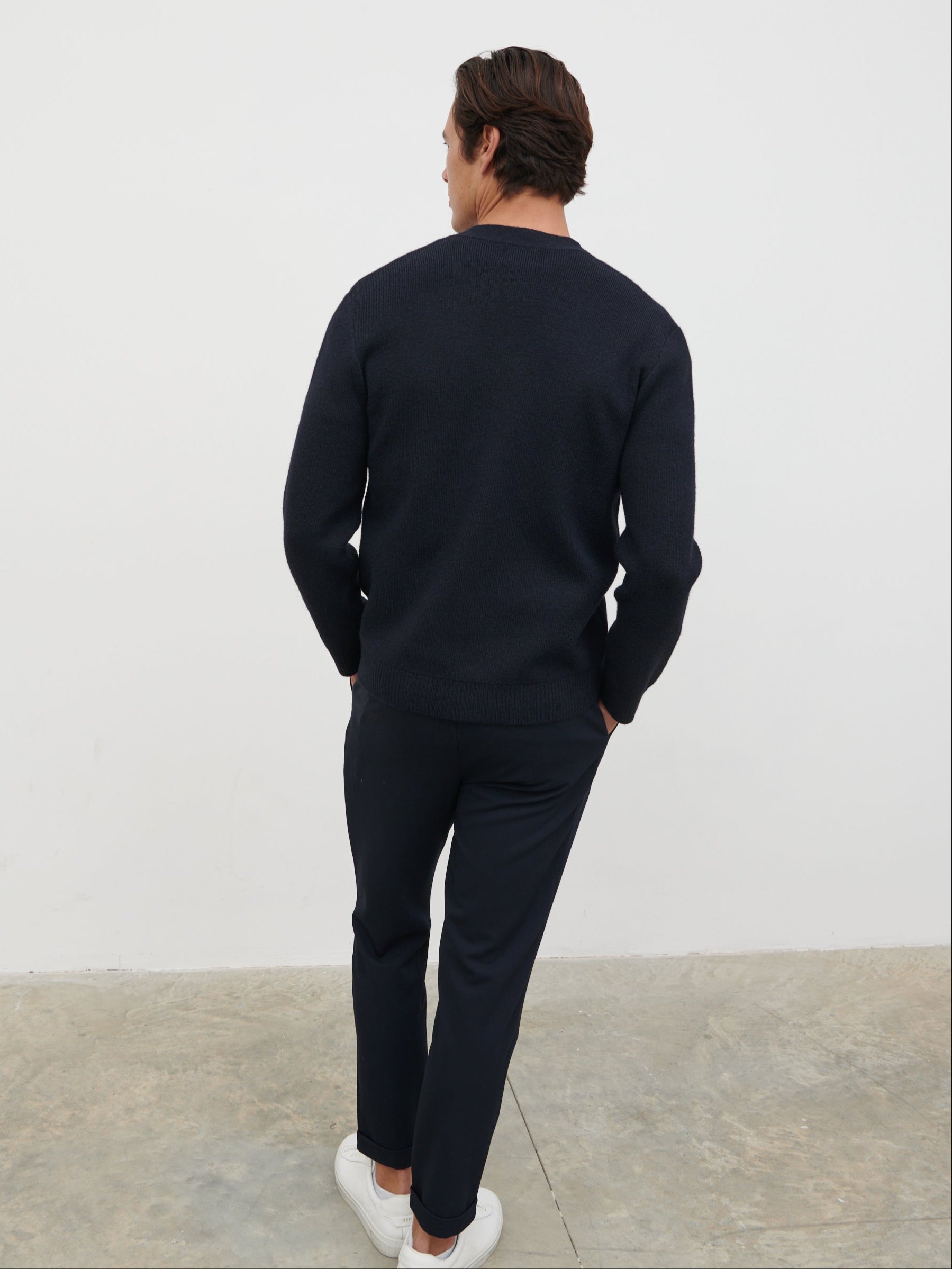 Louis Button Down Cardigan - Navy