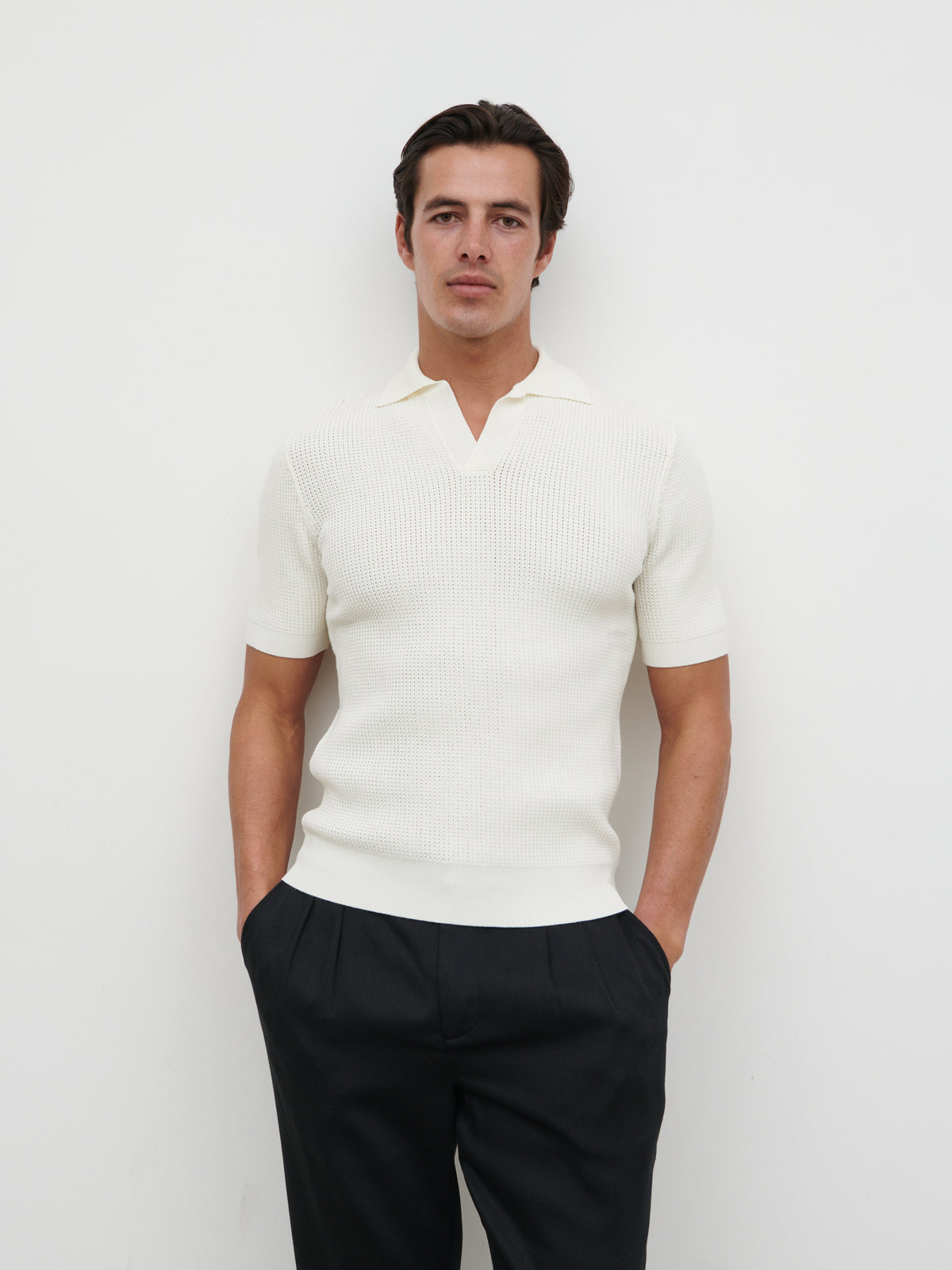 Luka Openwork Knit Polo
