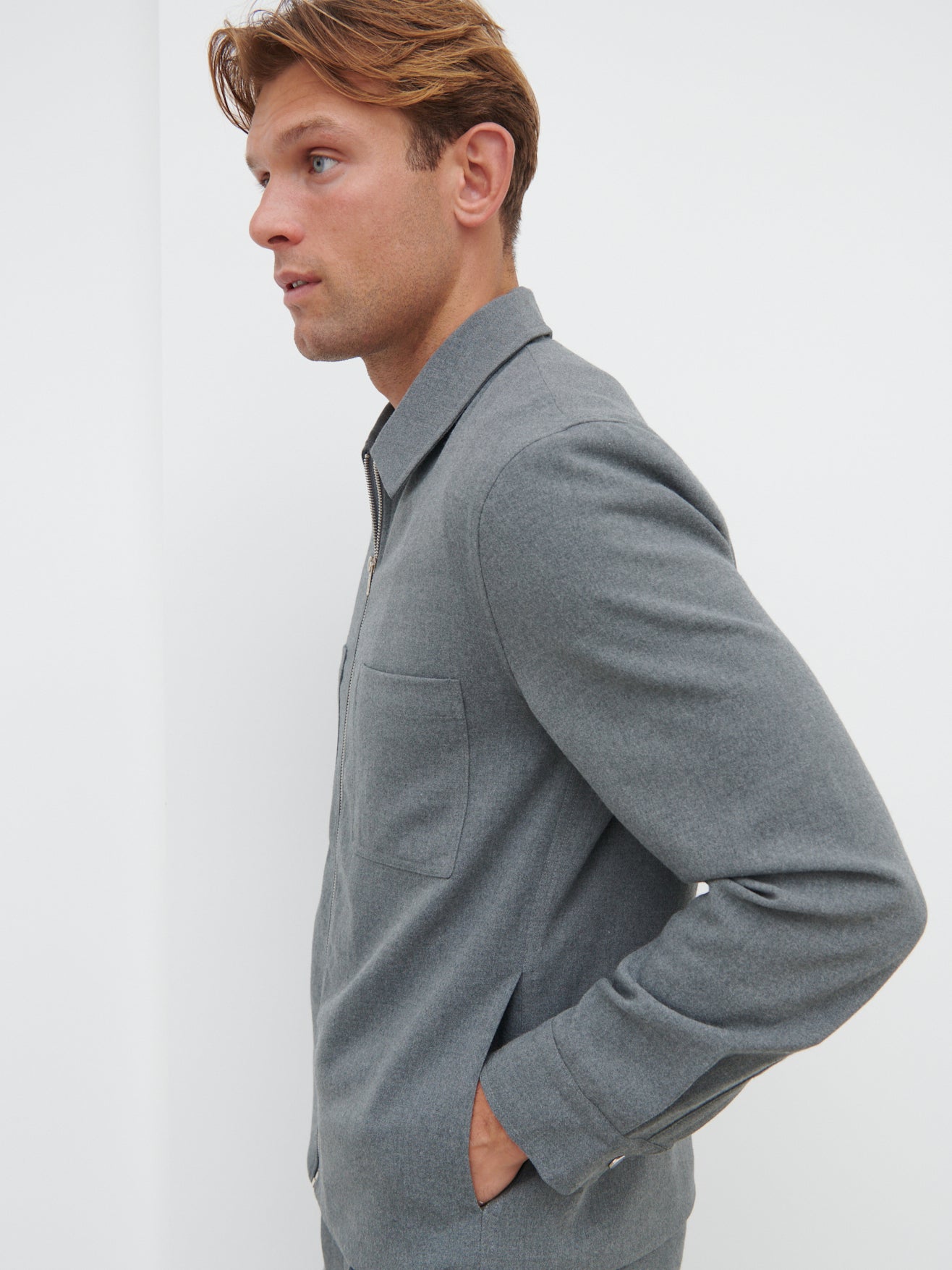 Malcolm Collared Jacket - Grey Melange